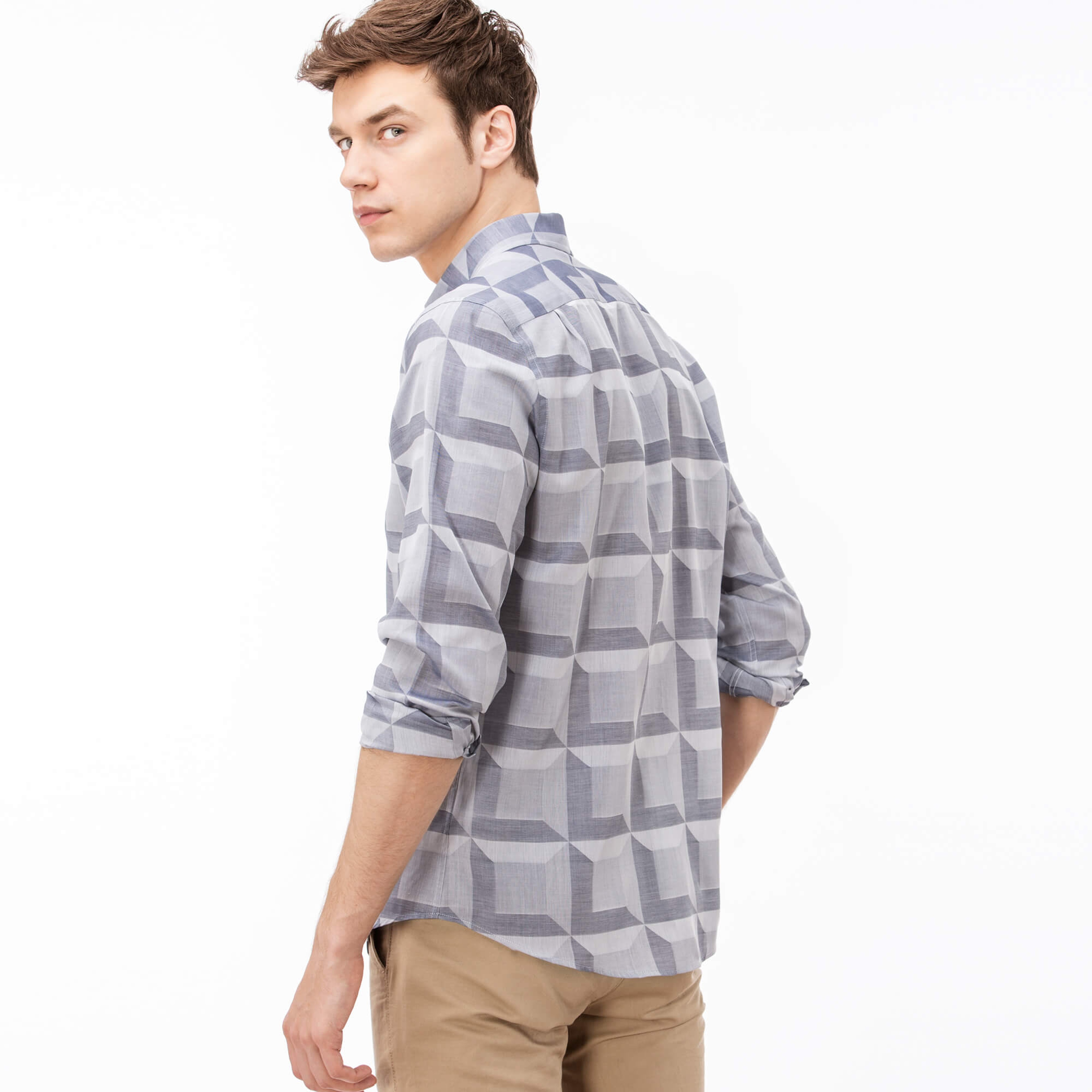 Lacoste Erkek Mavi Slim Fit Uzun Kollu Gömlek