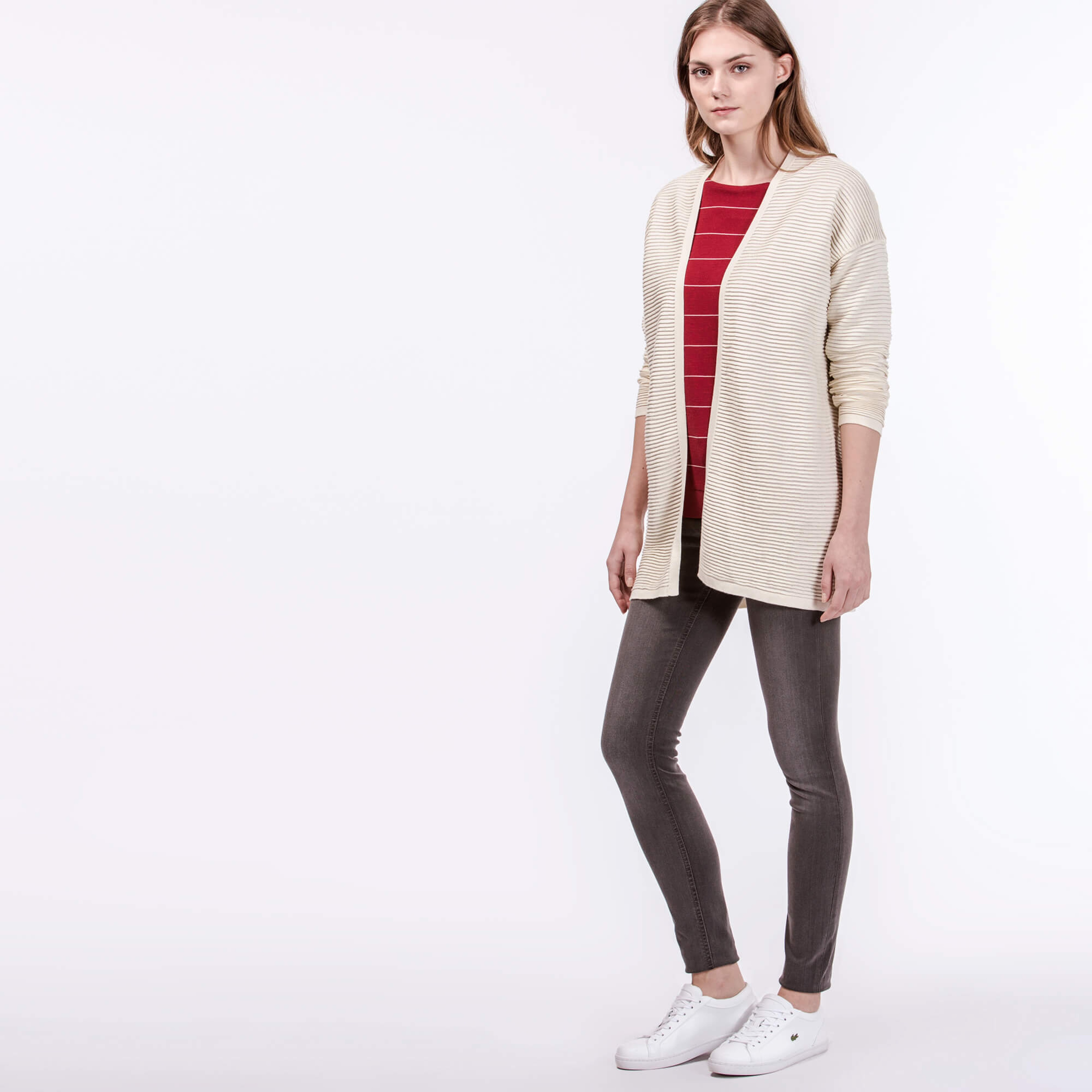 Lacoste Kadın Açık Bej Triko Hırka