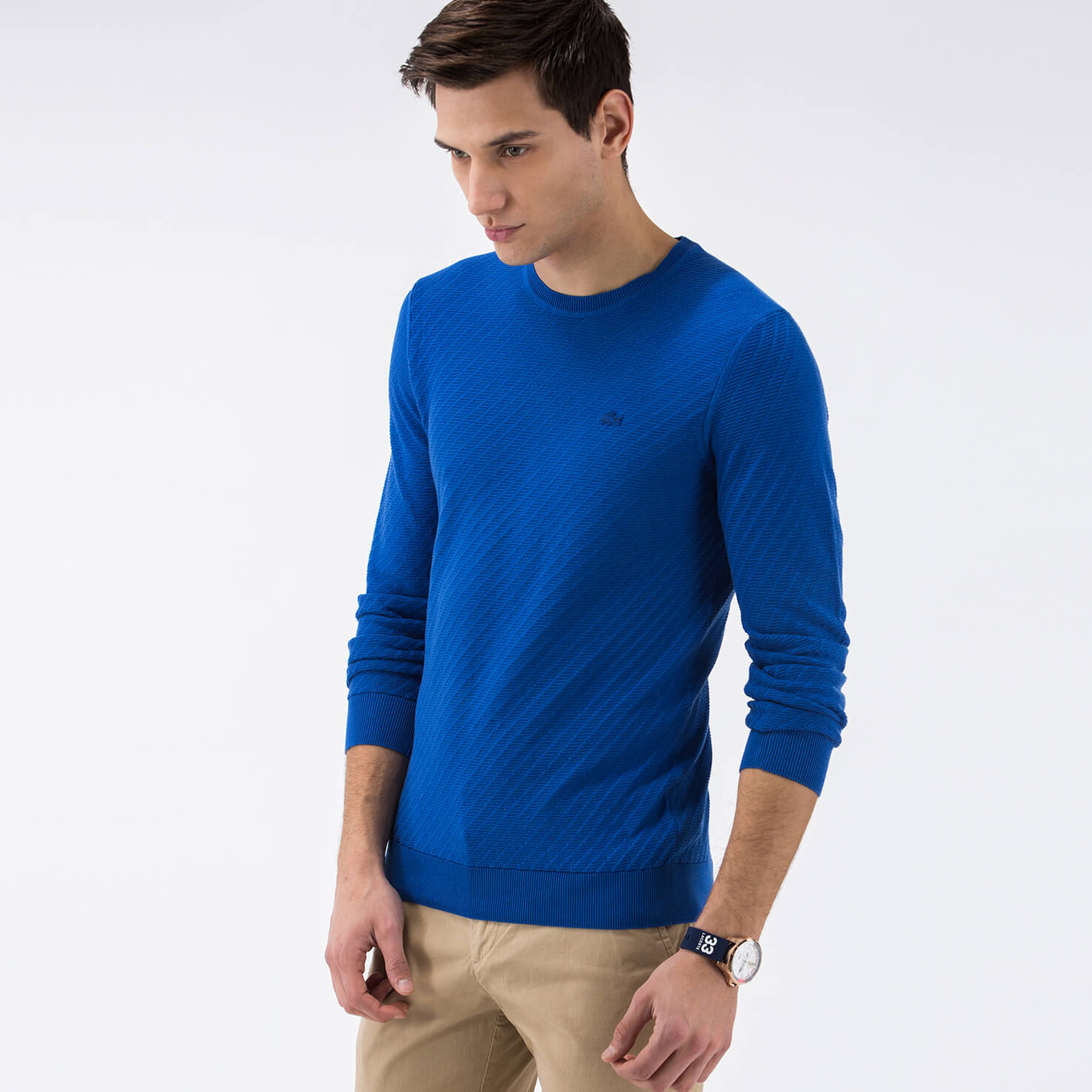 Lacoste Erkek Mavi Regular Fit Triko