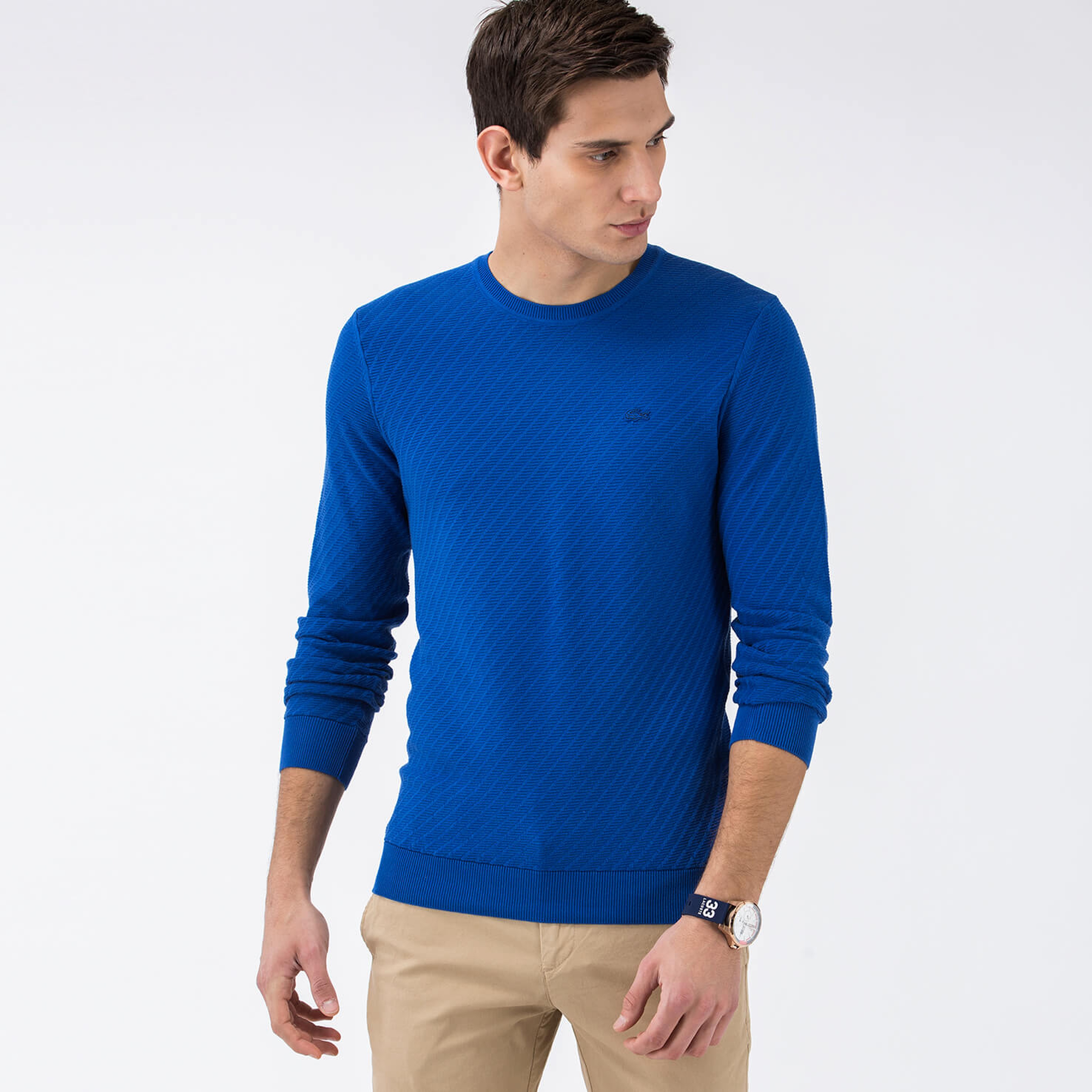 Lacoste Erkek Mavi Regular Fit Triko