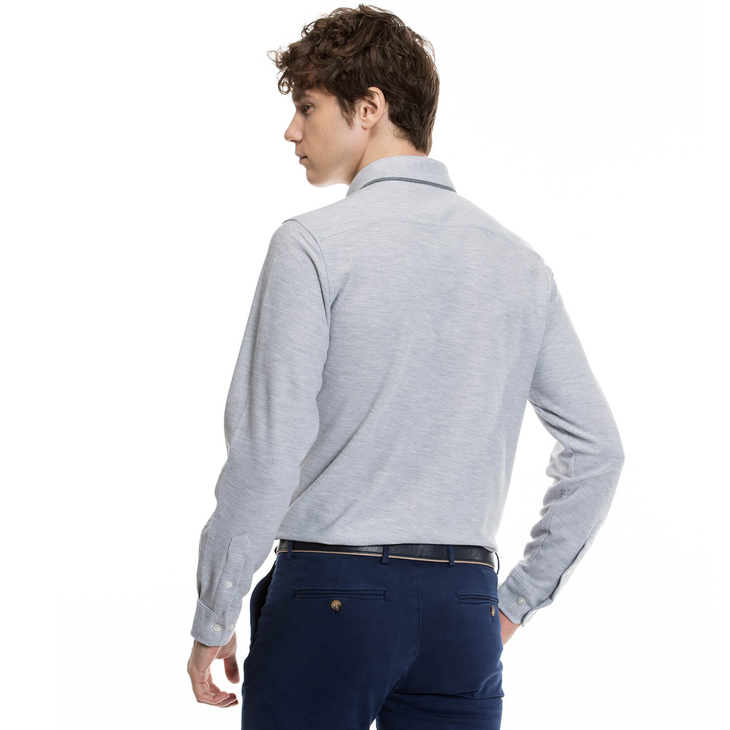 Nautica Uzun Kollu Erkek Gri Slim Fit Gömlek