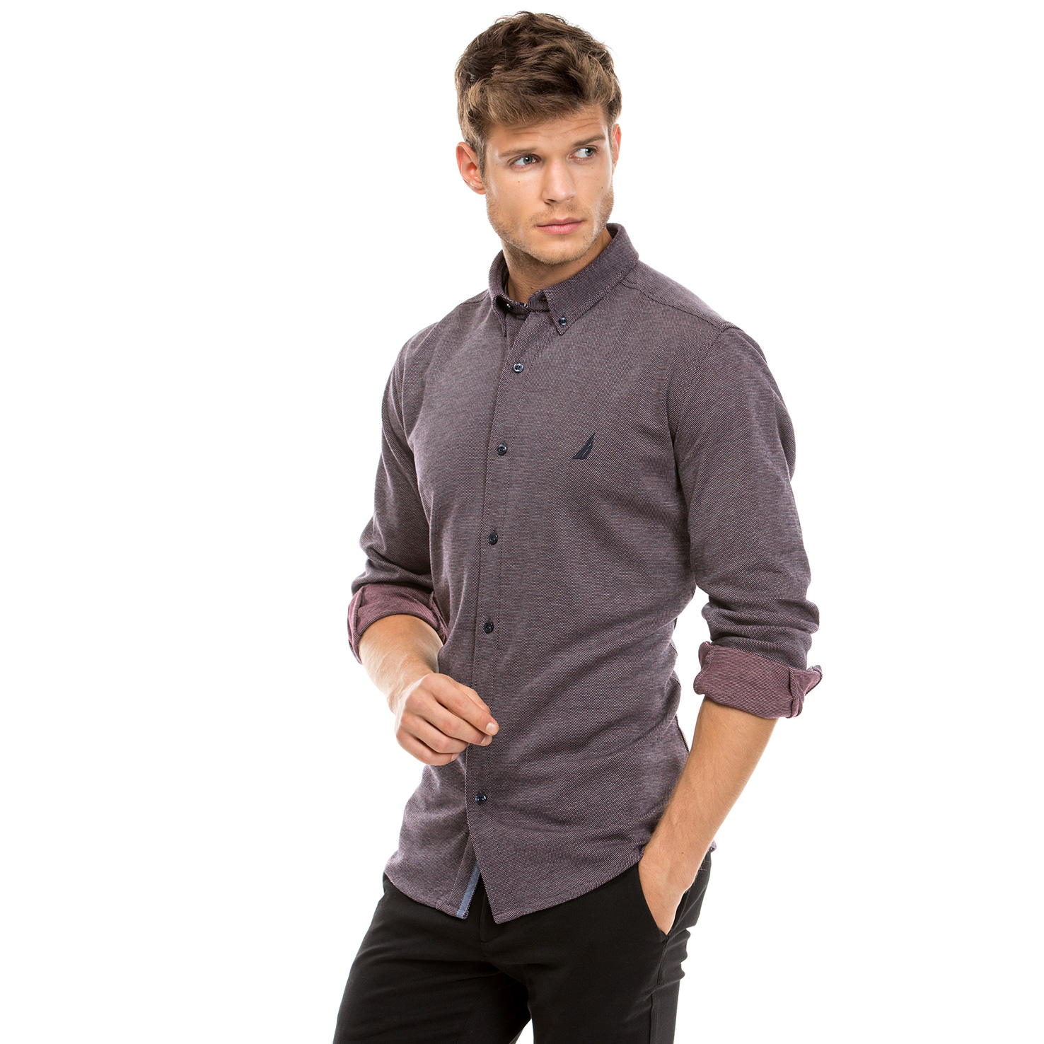 Nautica Erkek Bordo Slim Fit Gömlek