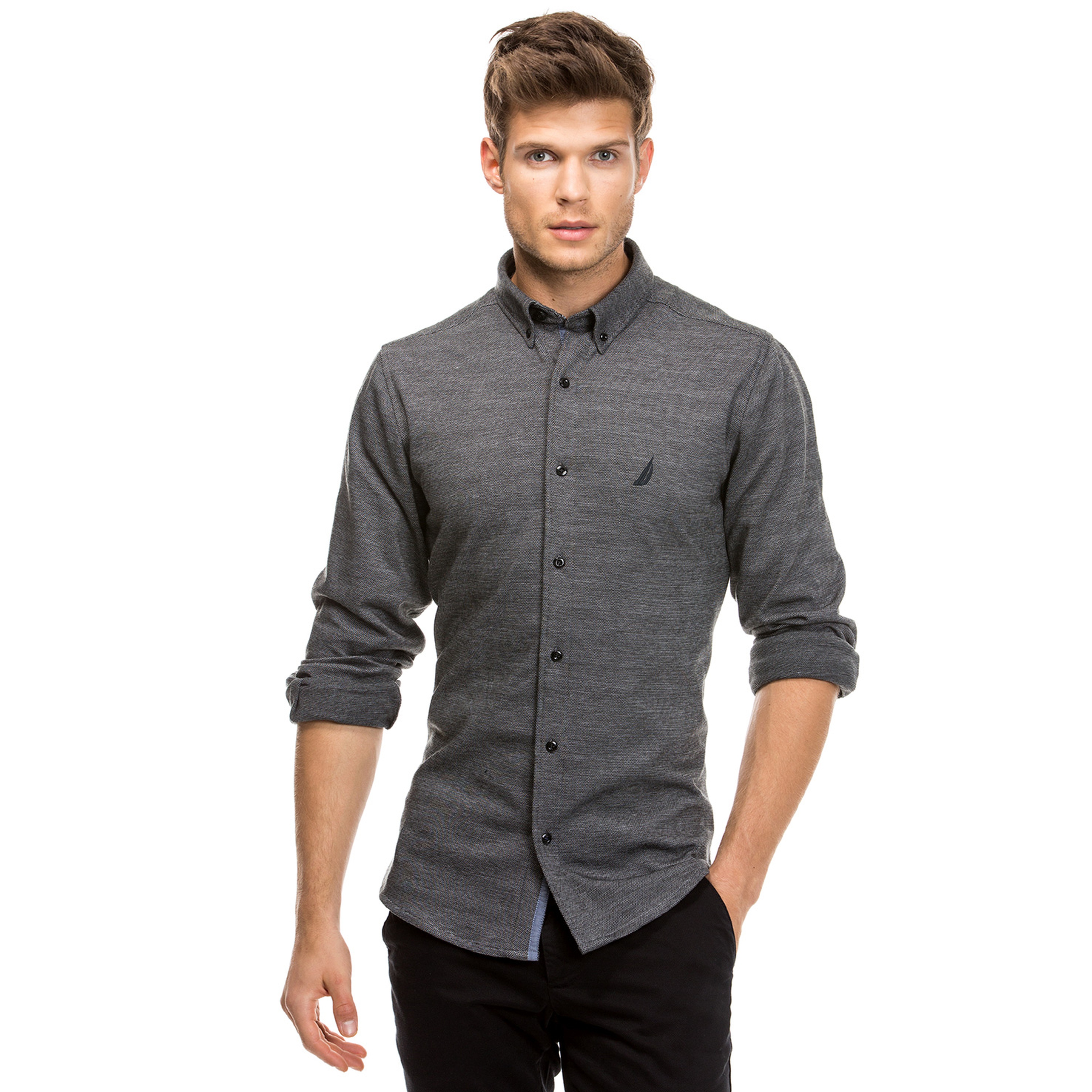 Nautica Erkek Gri Slim Fit Gömlek