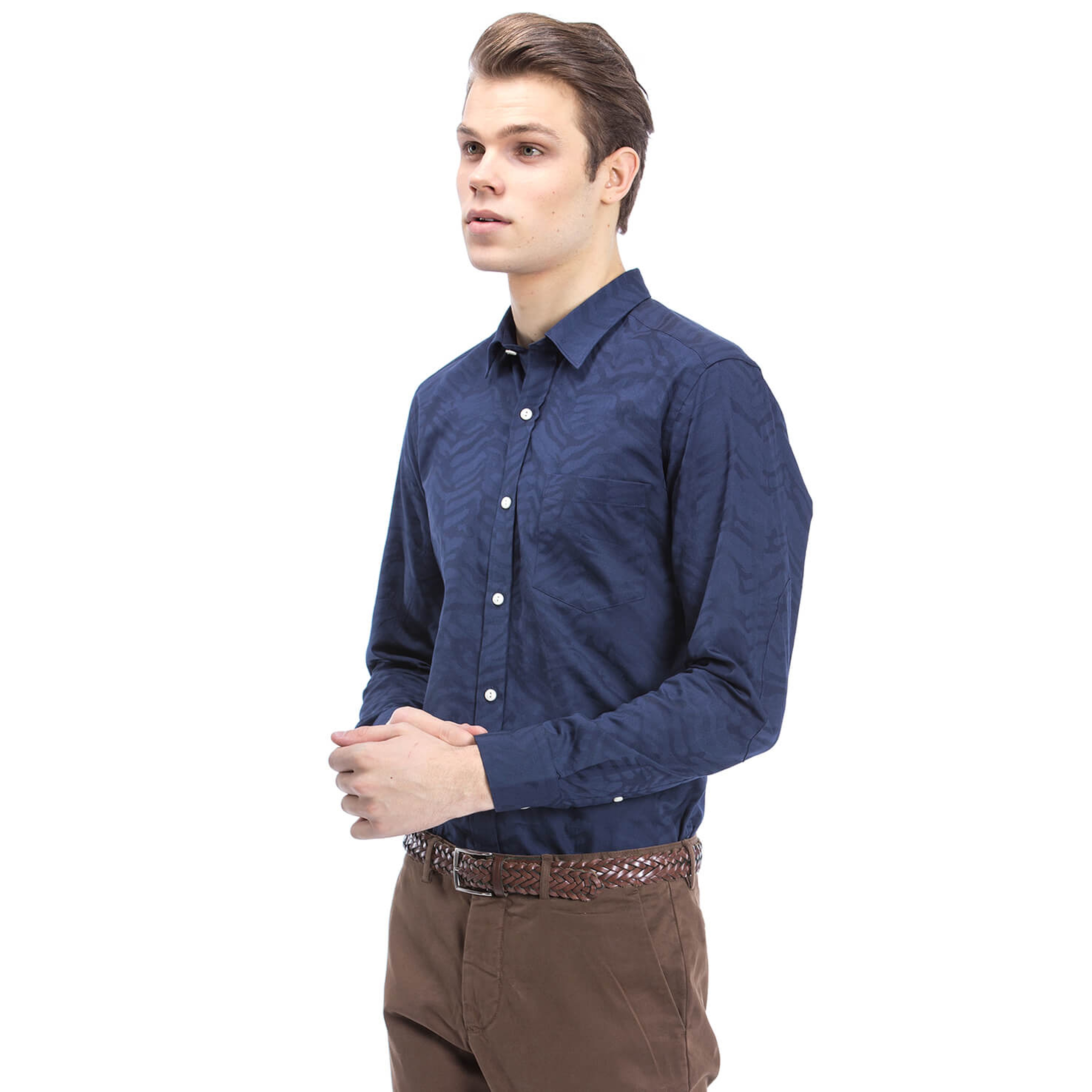 Nautica Erkek Lacivert Uzun Kollu Custom Fit Gömlek