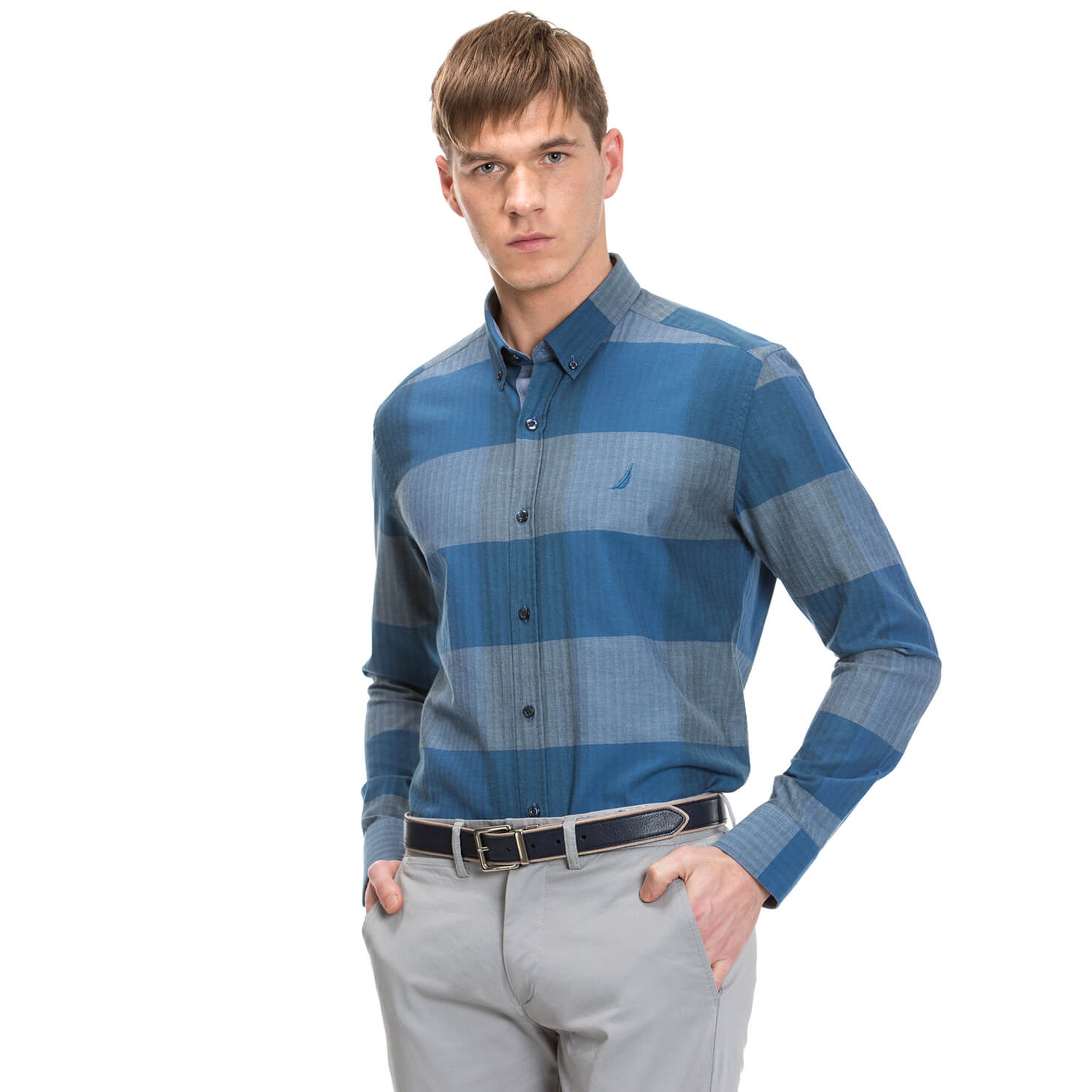 Nautica Erkek Lacivert Uzun Kollu Slim Fit Gömlek