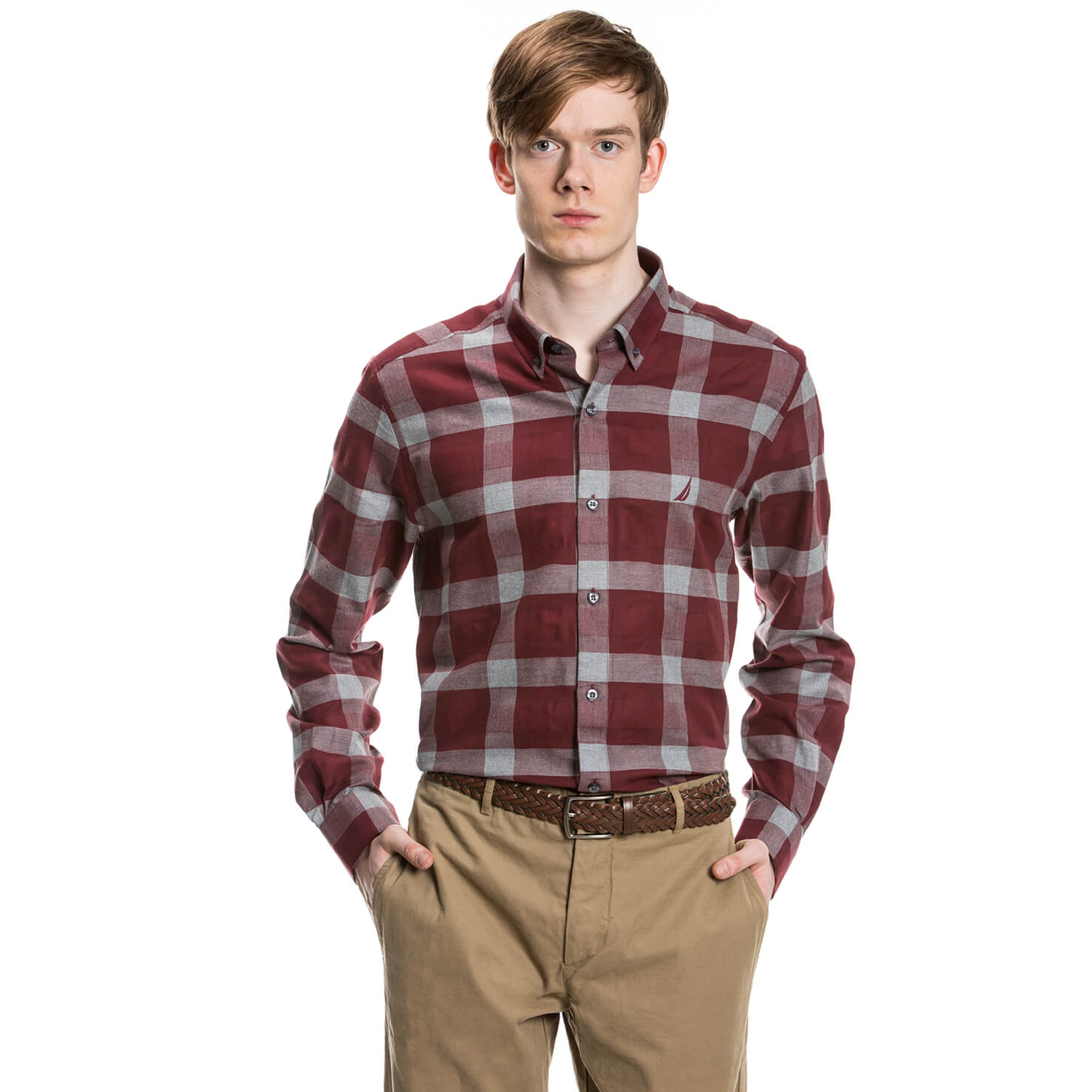 Nautica Bordo Uzun Kollu Kareli Erkek Gömlek