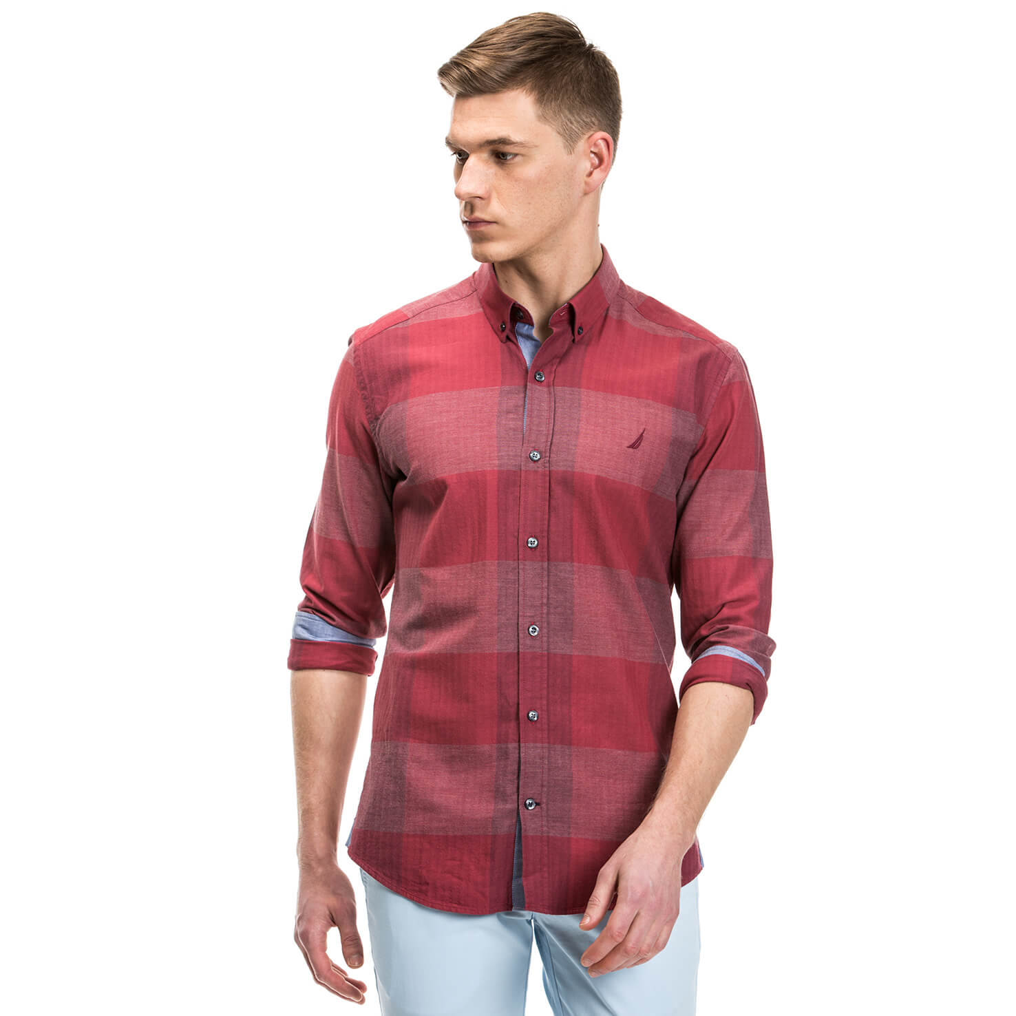 Nautica Erkek Bordo Uzun Kollu Slim Fit Gömlek