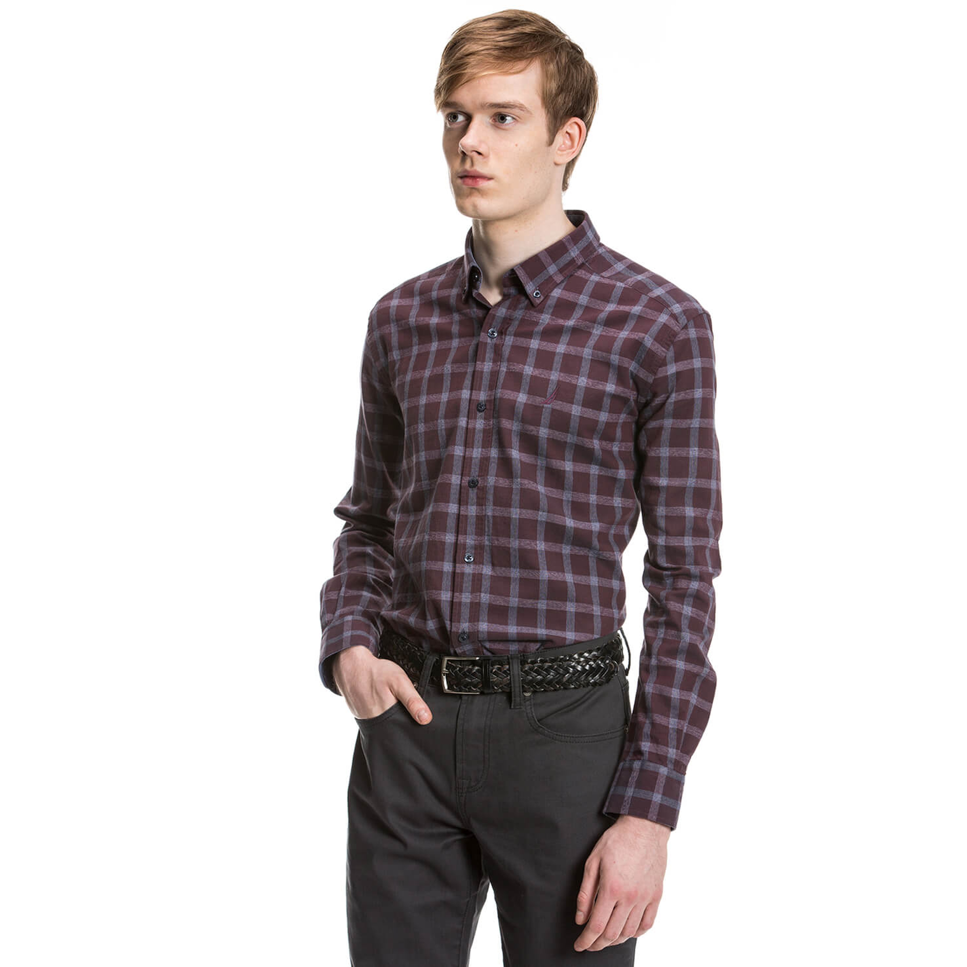 Nautica Erkek Bordo Uzun Kollu Slim Fit Gömlek