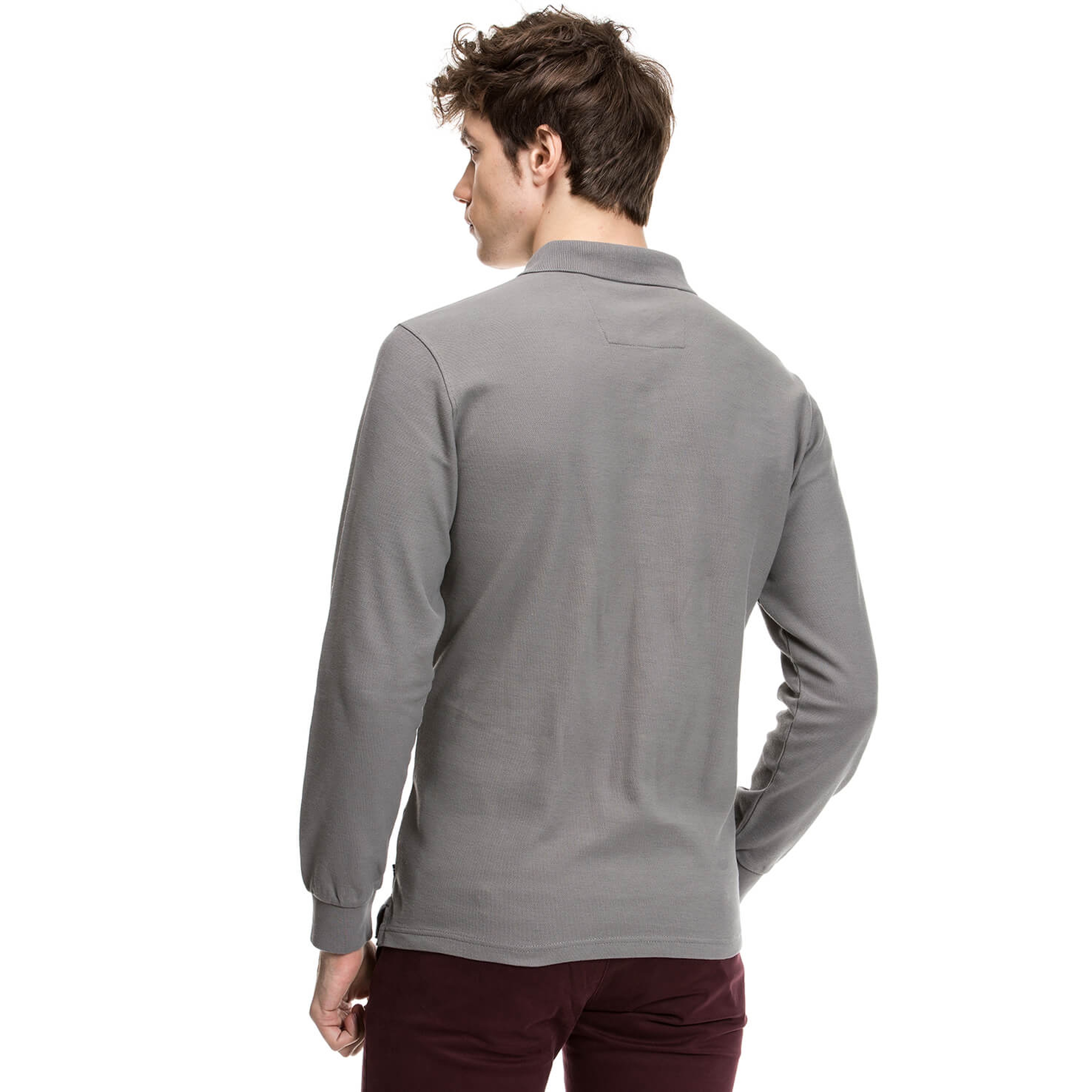 Nautica Erkek Gri Uzun Kollu Regular Fit Polo