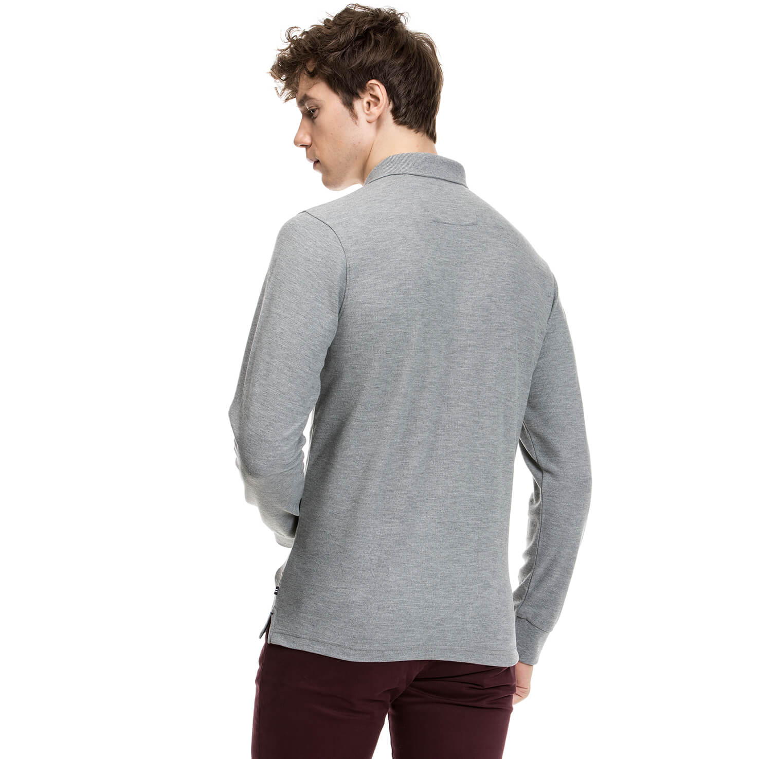 Nautica Erkek Gri Uzun Kollu Regular Fit Polo