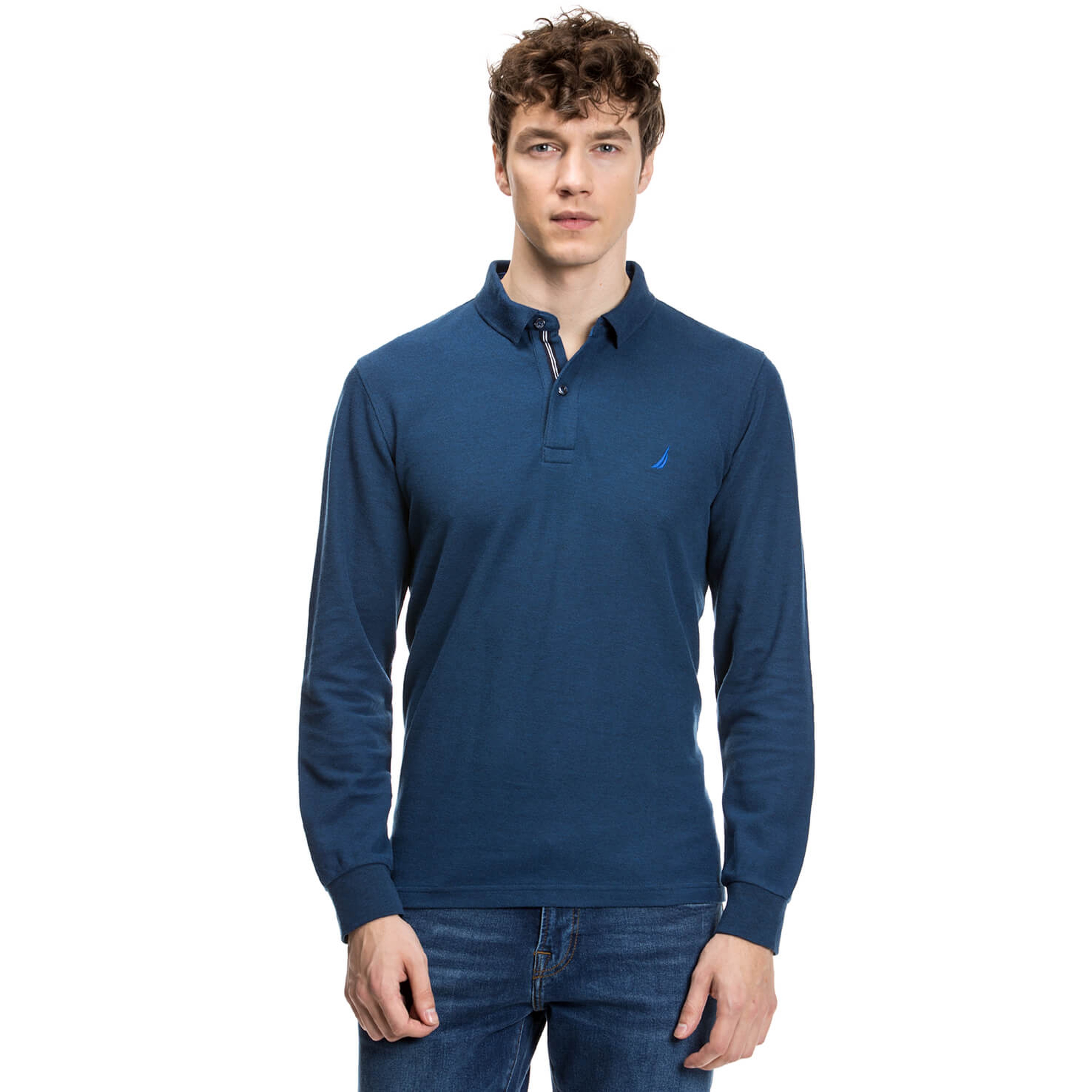 Nautica Erkek Lacivert Uzun Kollu Regular Fit Polo