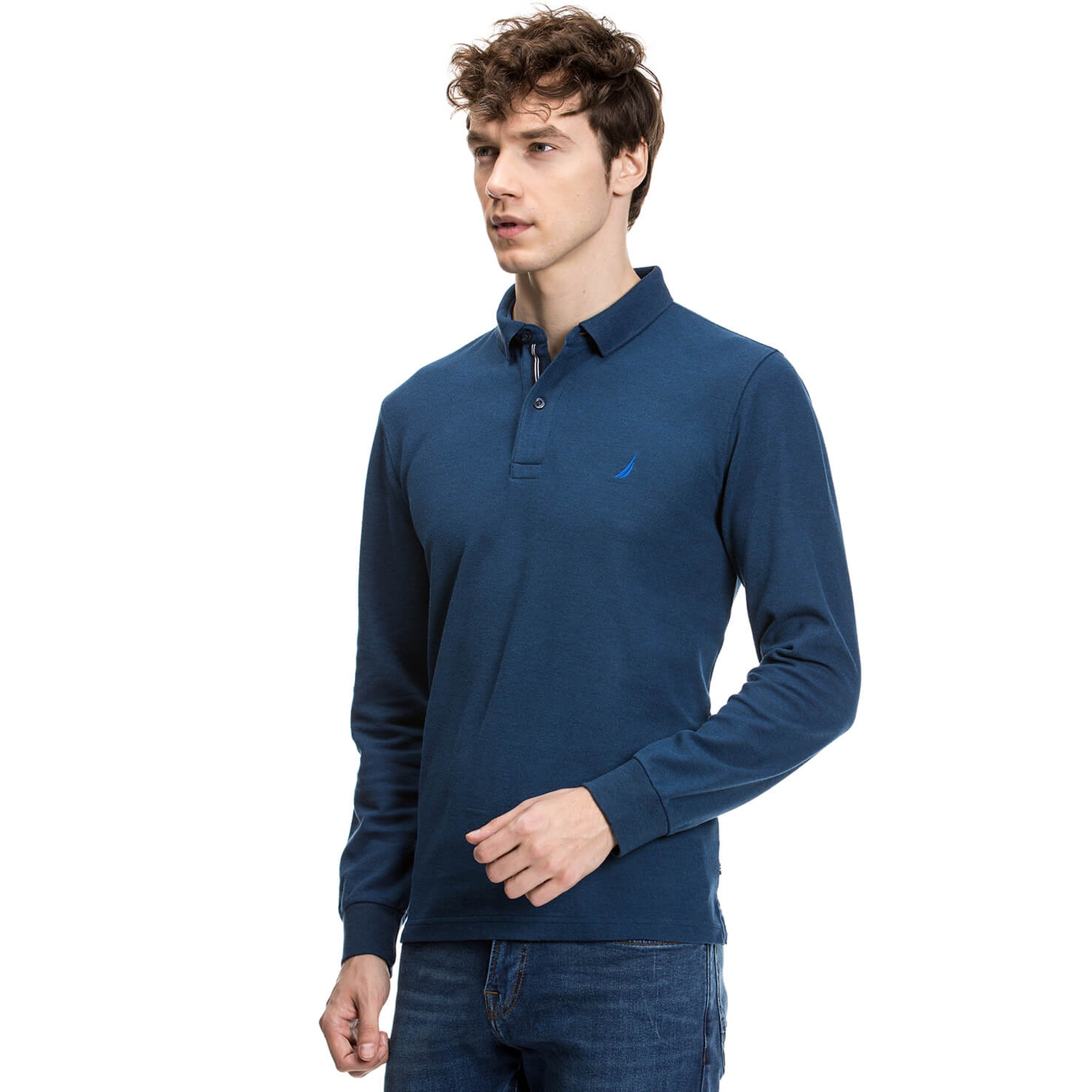 Nautica Erkek Lacivert Uzun Kollu Regular Fit Polo