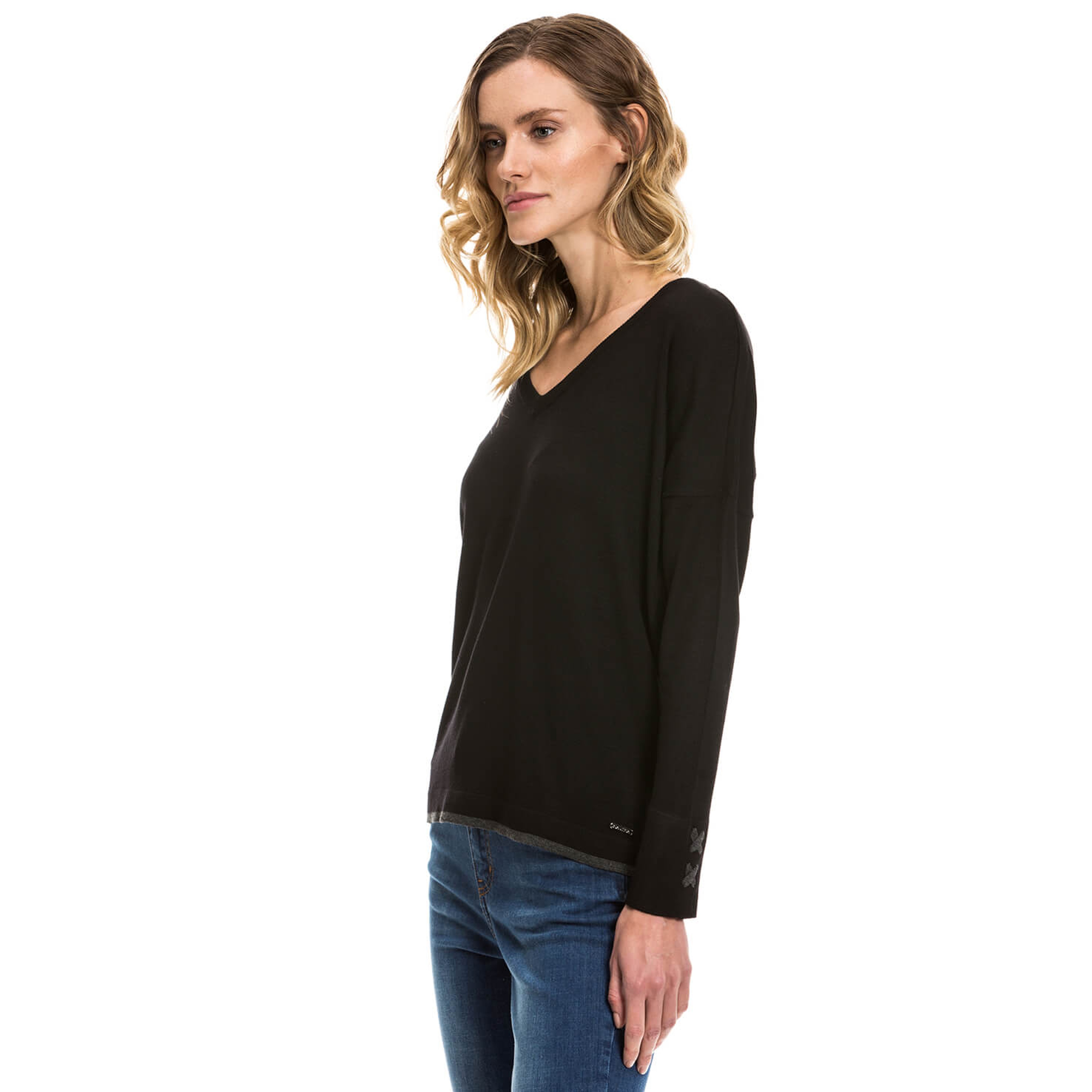 NAUTICA KADIN SİYAH UZUN KOLLU TRİKO KAZAK