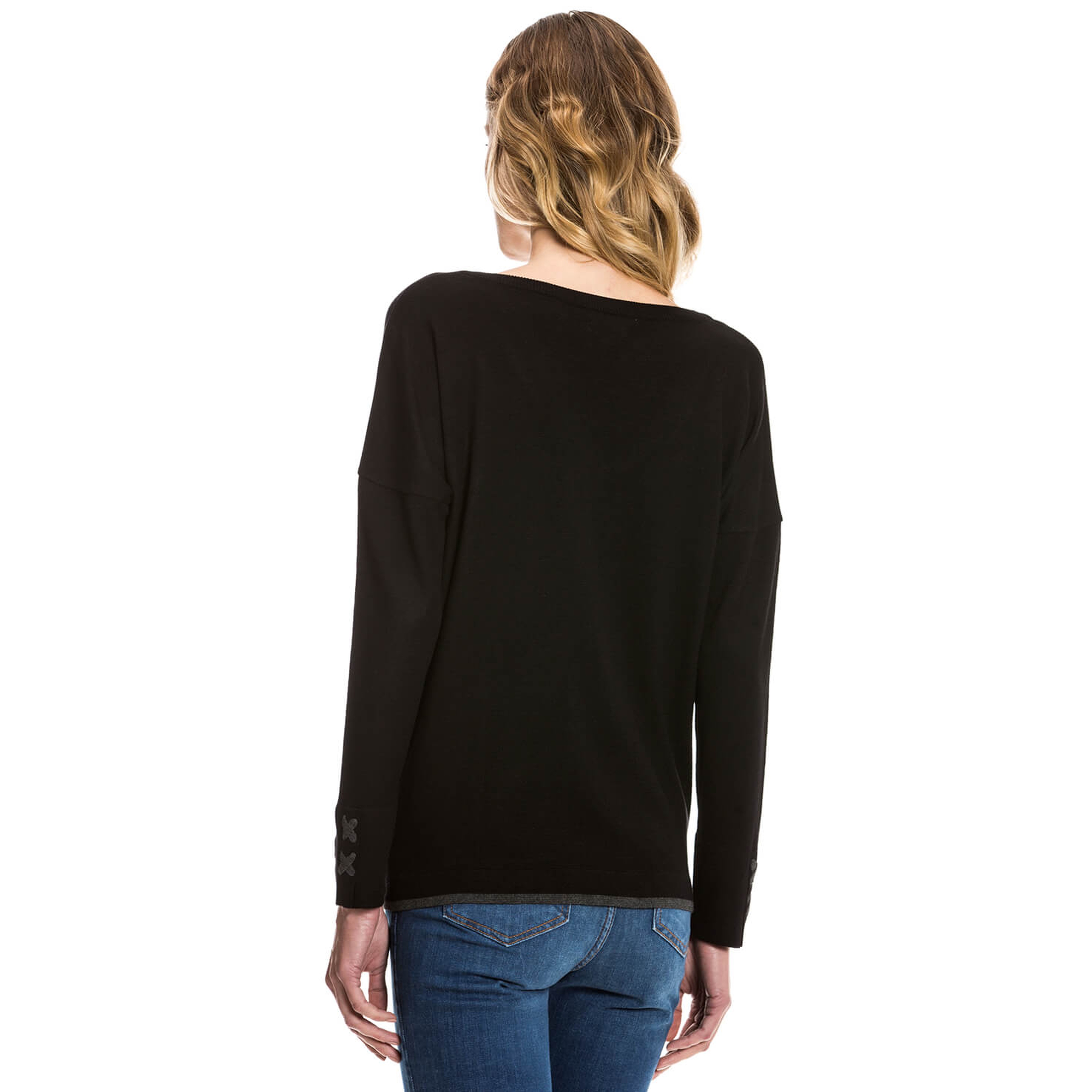 NAUTICA KADIN SİYAH UZUN KOLLU TRİKO KAZAK