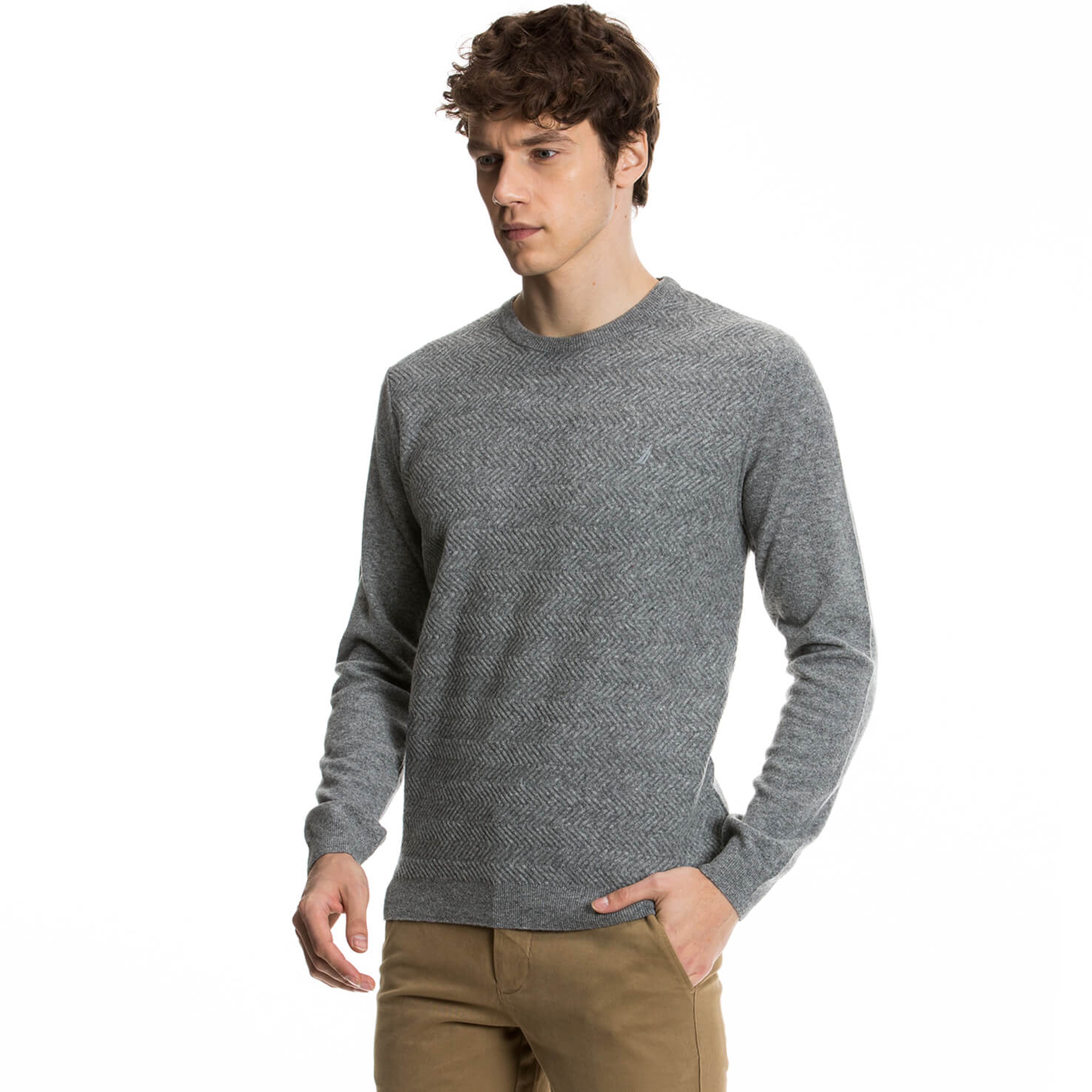 Nautica Erkek Gri Regular Fit Triko