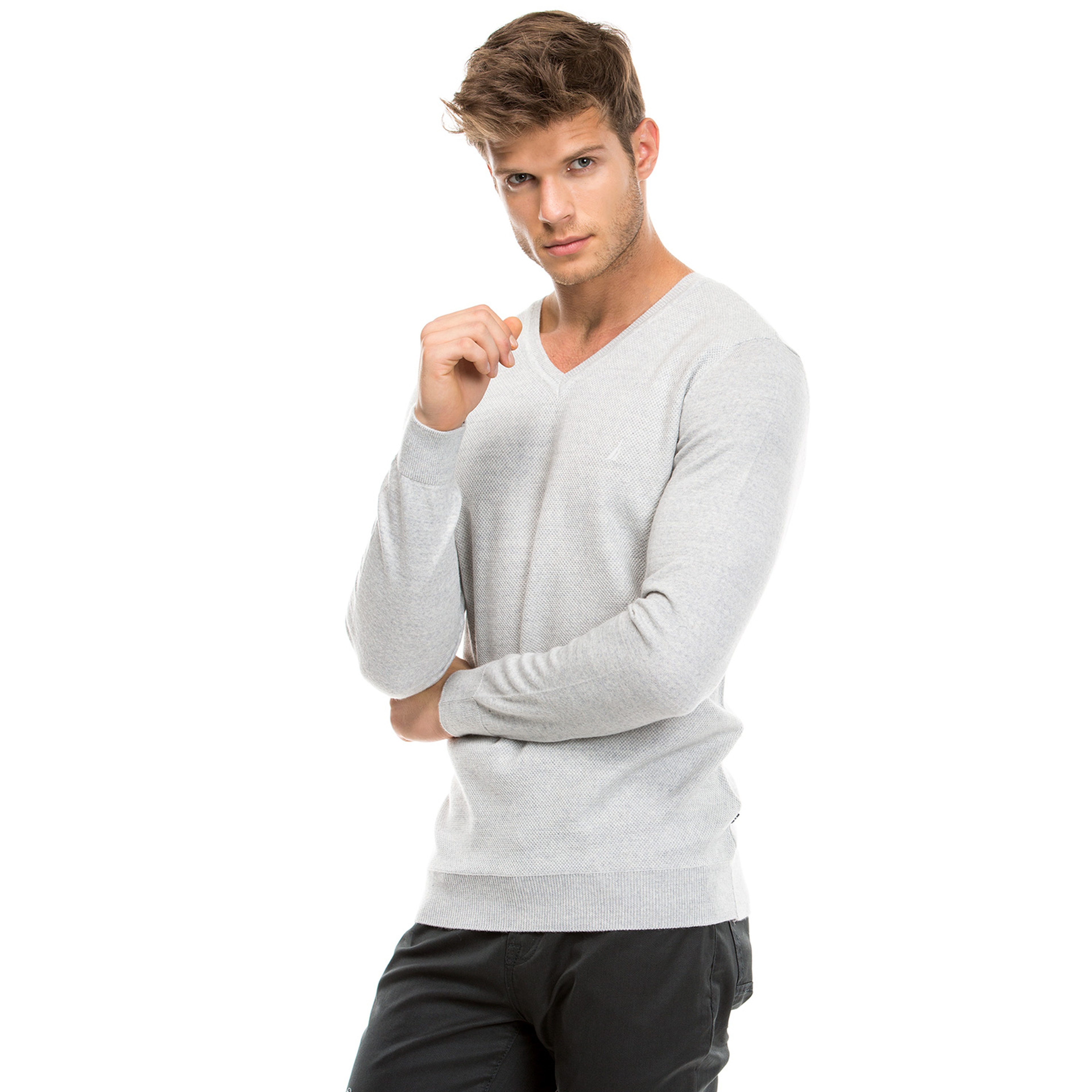 Nautica Erkek Gri Regular Fit Triko