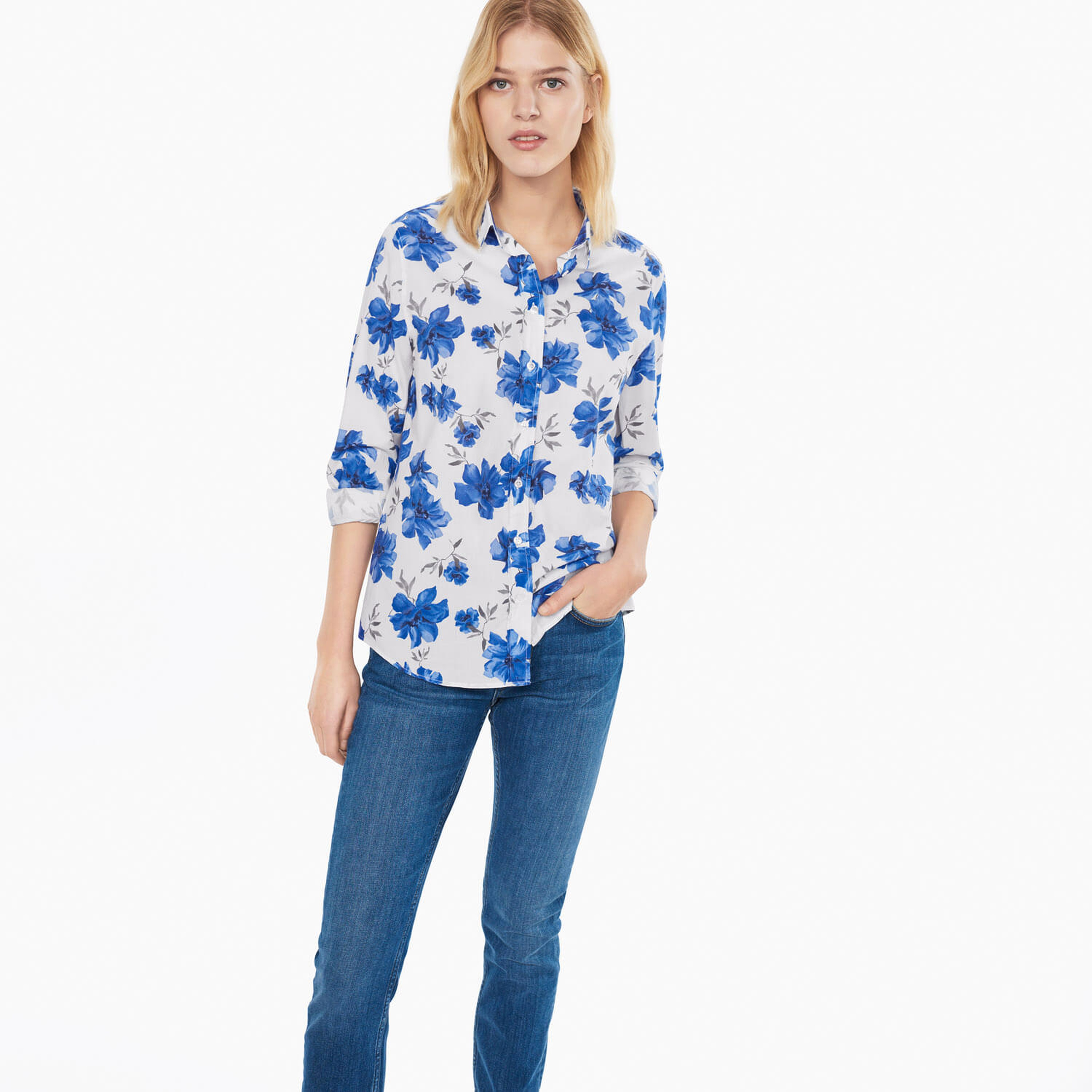 GANT Mavi Çiçek Desenli Bayan Gömlek