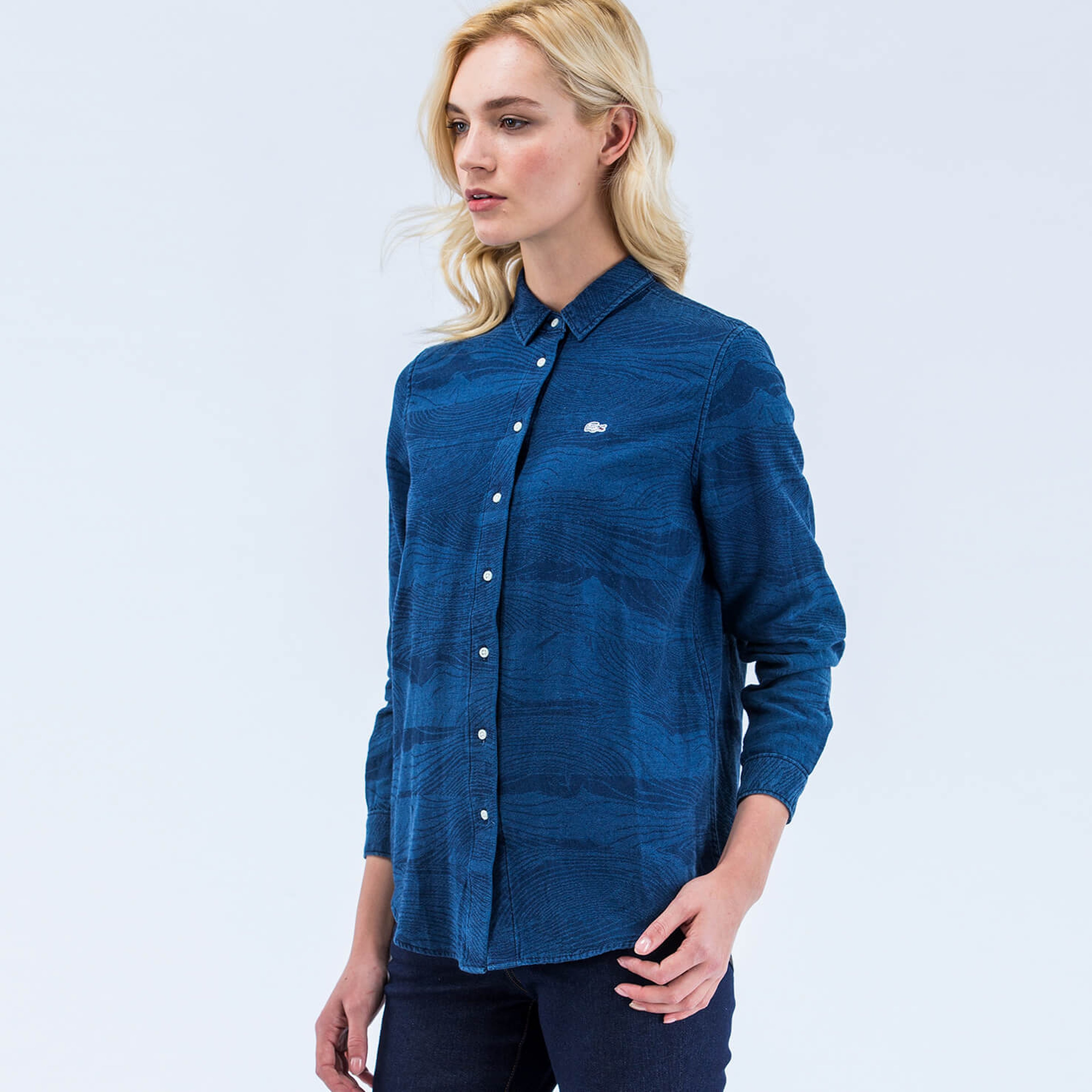 Lacoste Kadın Lacivert Uzun Kollu Gömlek