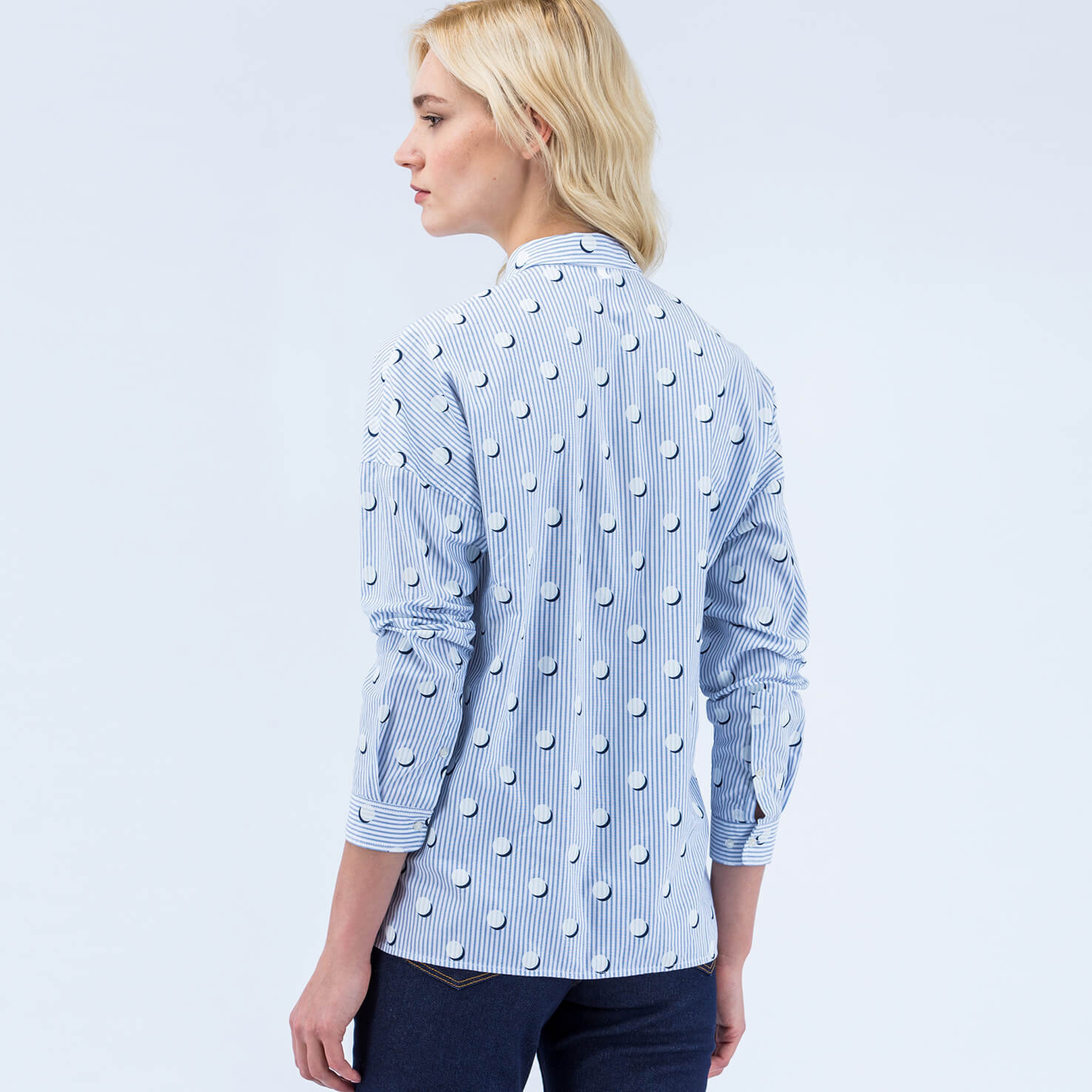 Lacoste Kadın Mavi Uzun Kollu Gömlek