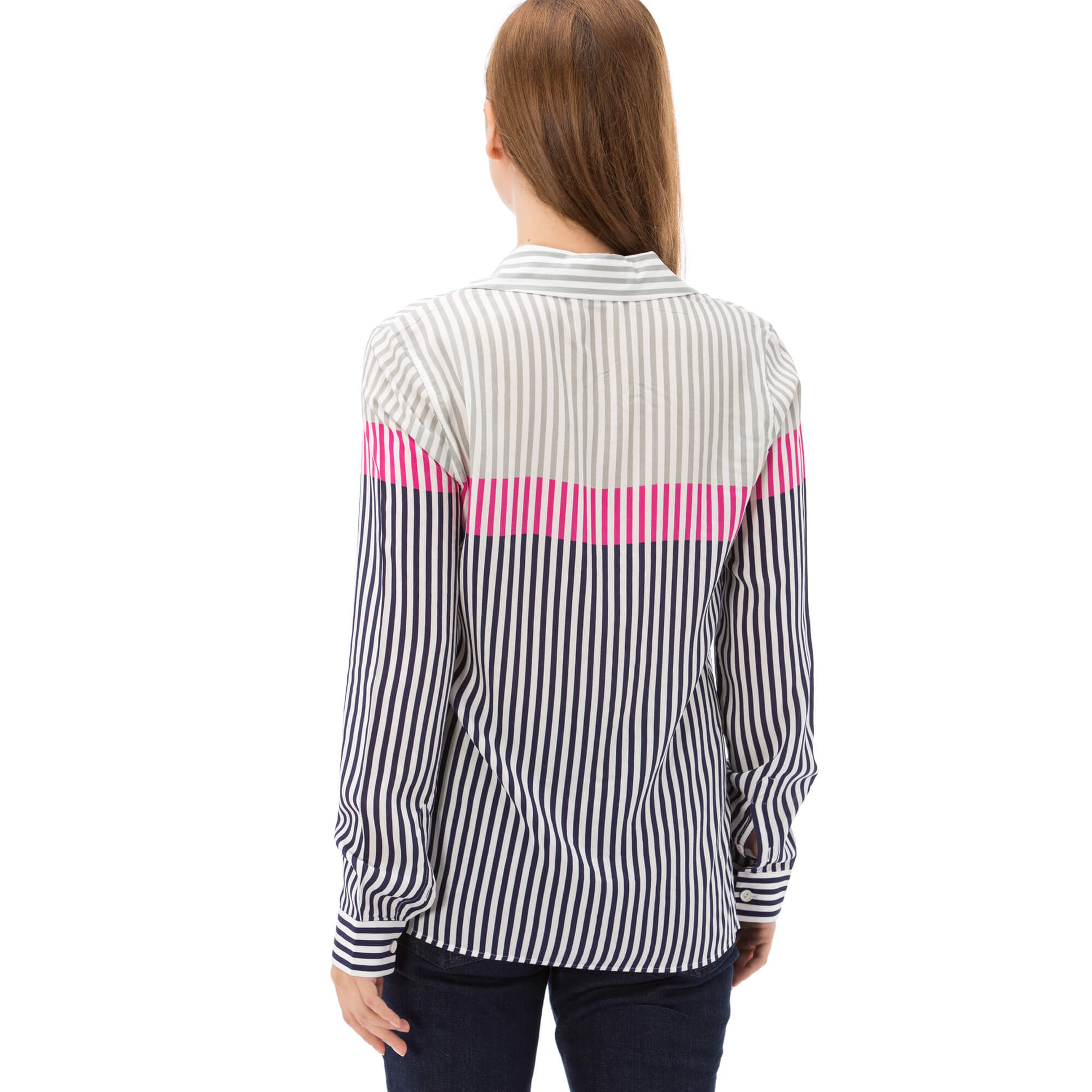 Lacoste Kadın Çizgili Uzun Kollu Gömlek
