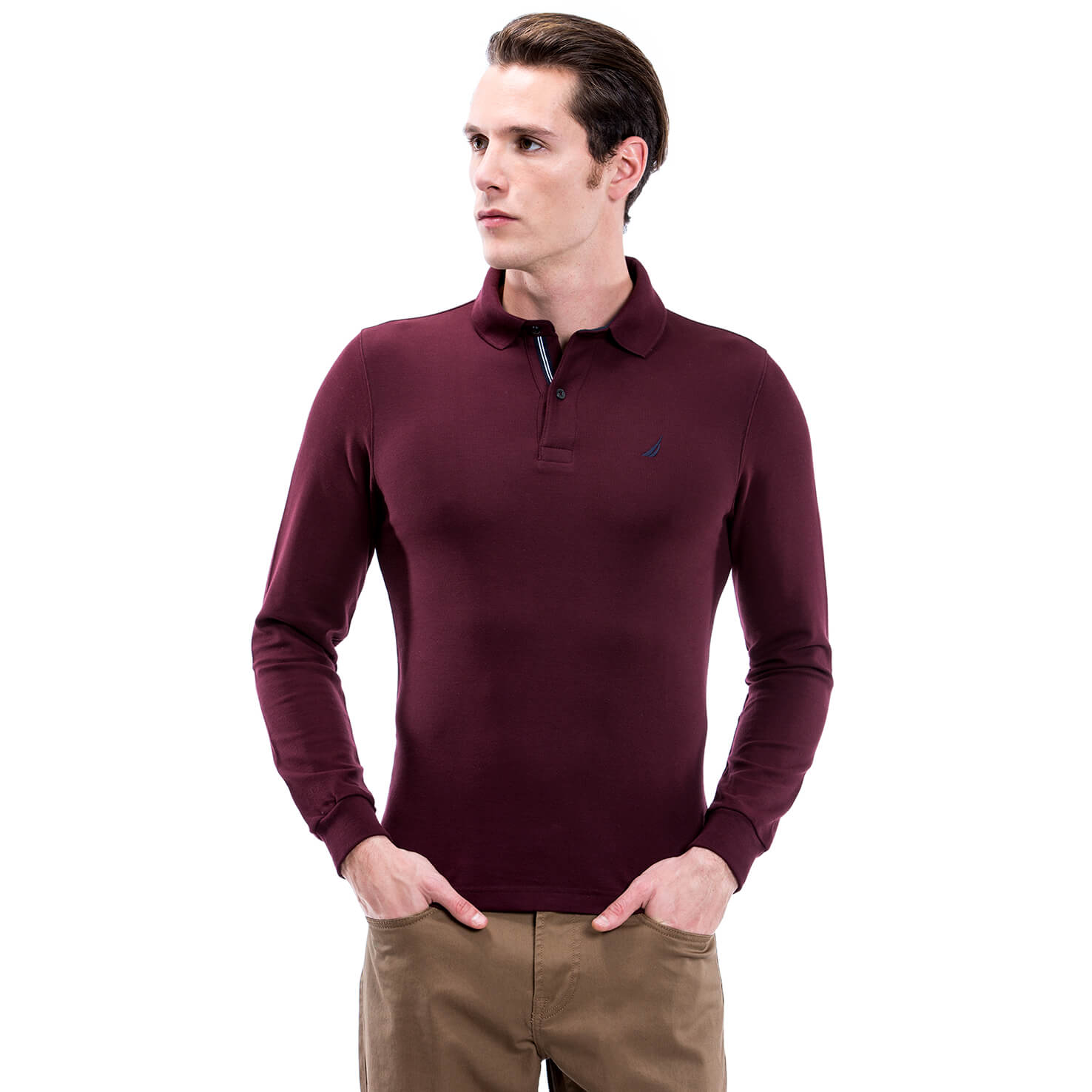 Nautica Erkek Bordo Uzun Kollu Regular Fit Polo