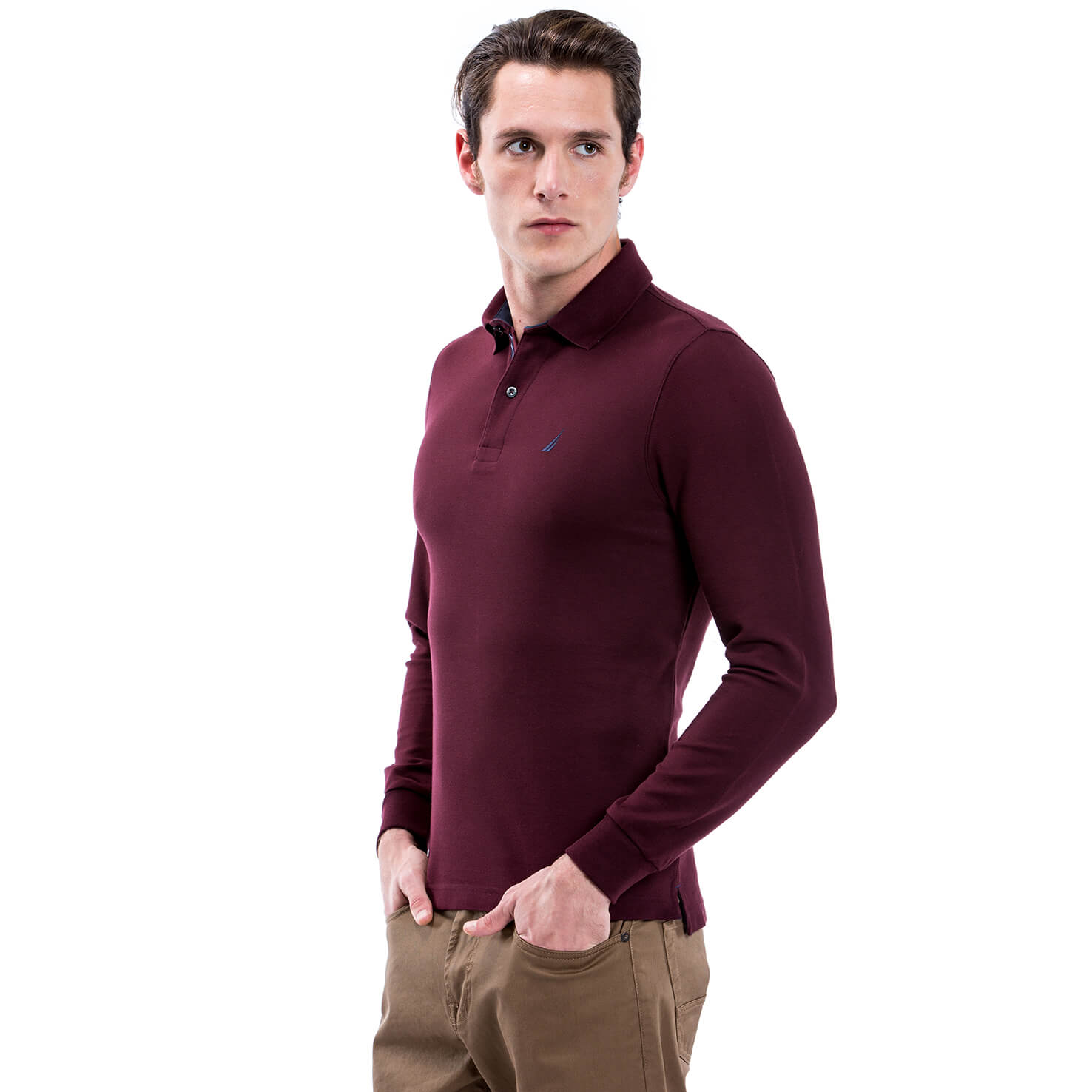 Nautica Erkek Bordo Uzun Kollu Regular Fit Polo