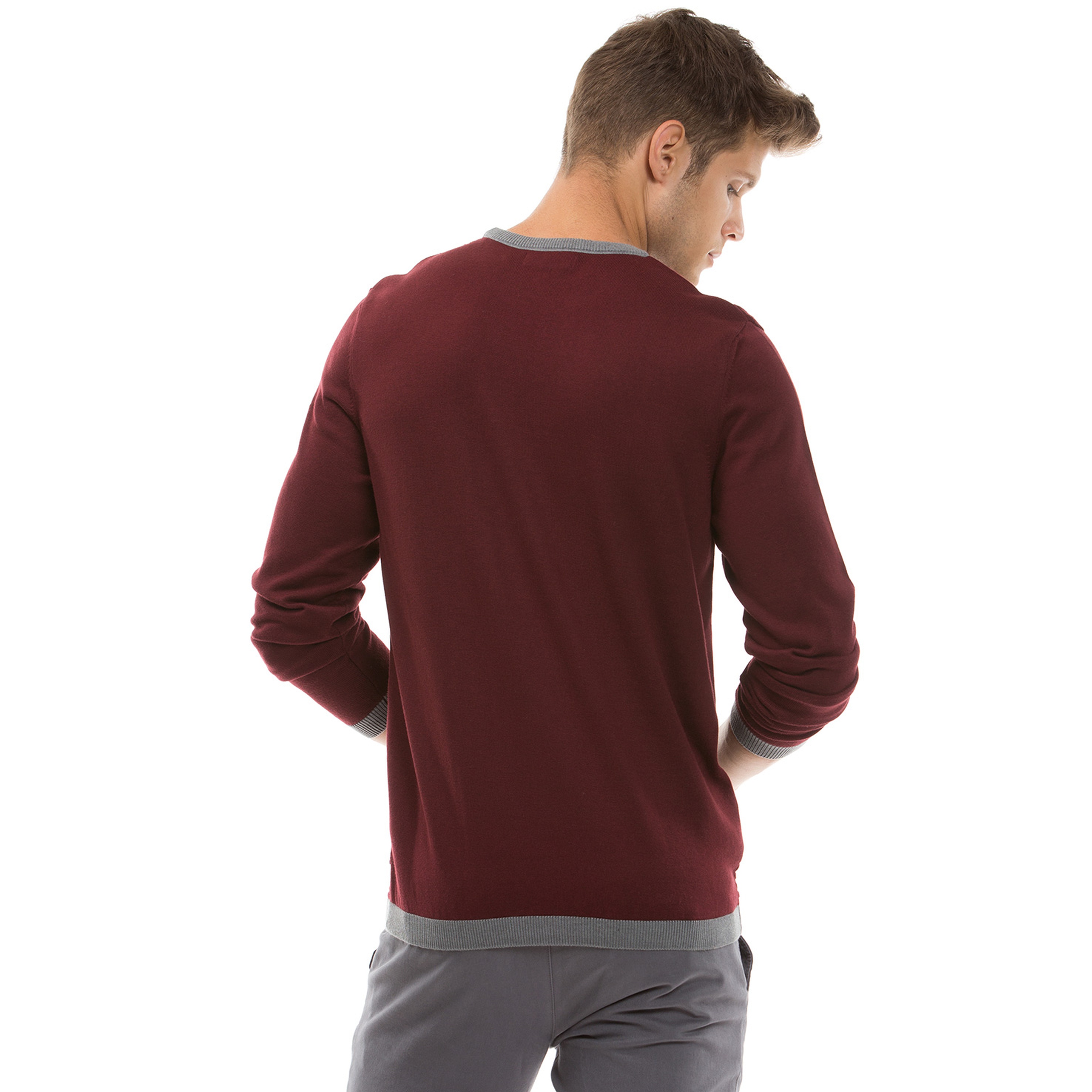 Nautica Erkek Bordo Regular Fit Triko