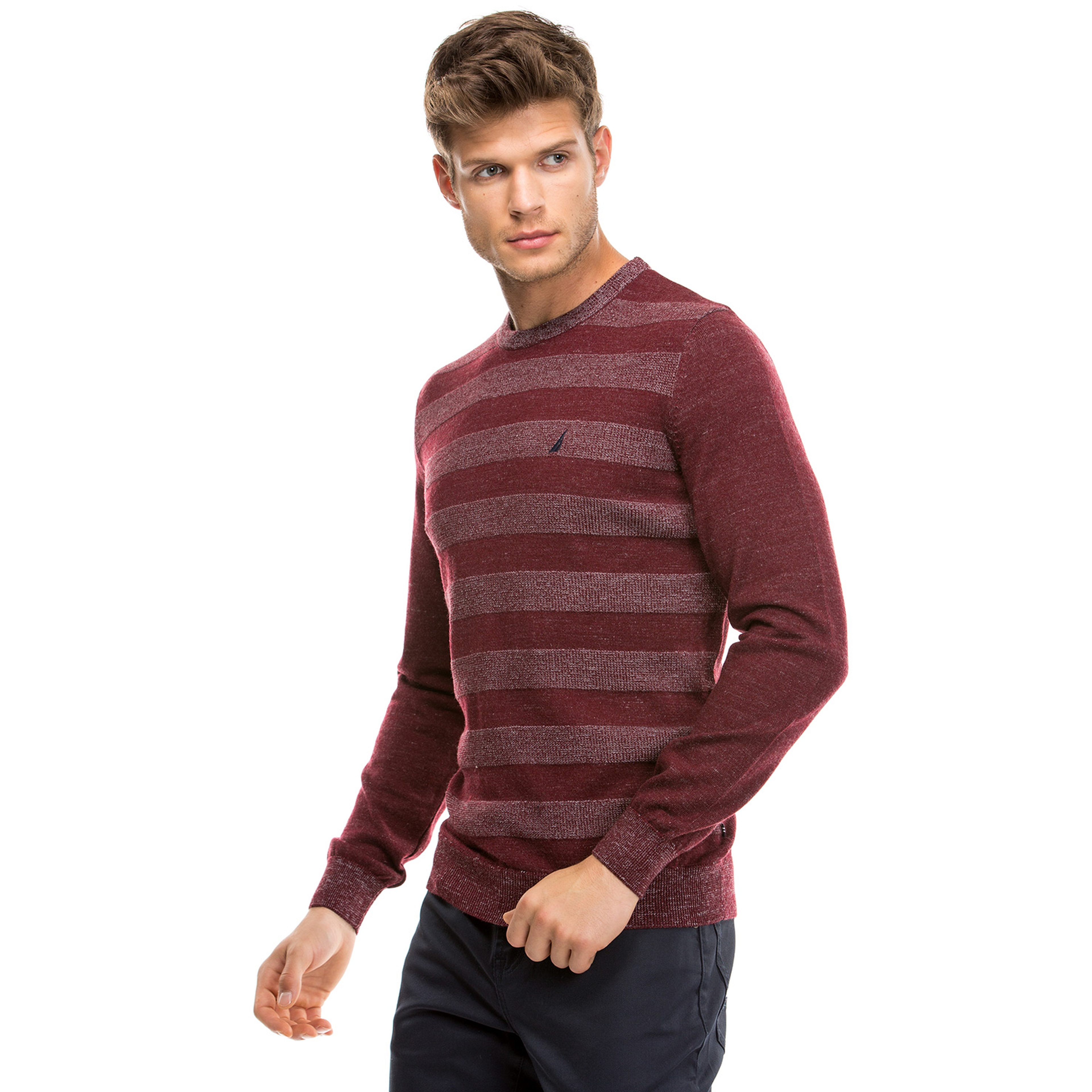 Nautica Erkek Bordo Regular Fit Triko