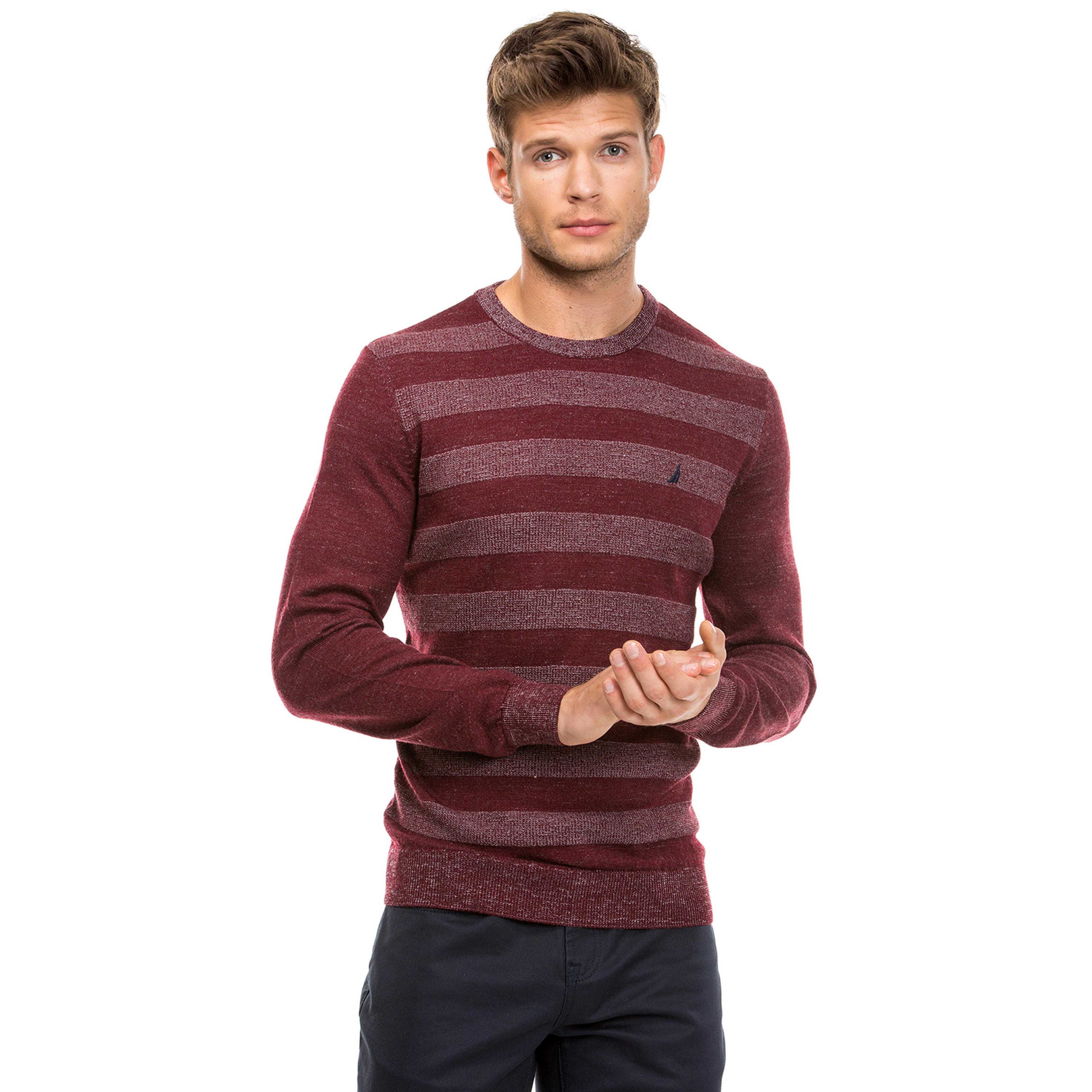 Nautica Erkek Bordo Regular Fit Triko