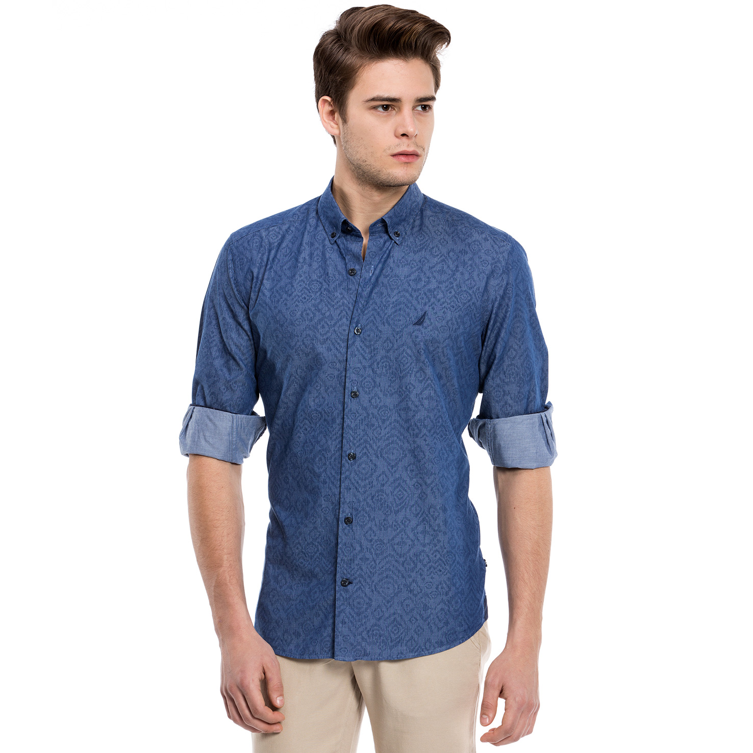 Nautica Erkek Lacivert Uzun Kollu Custom Fit Gömlek