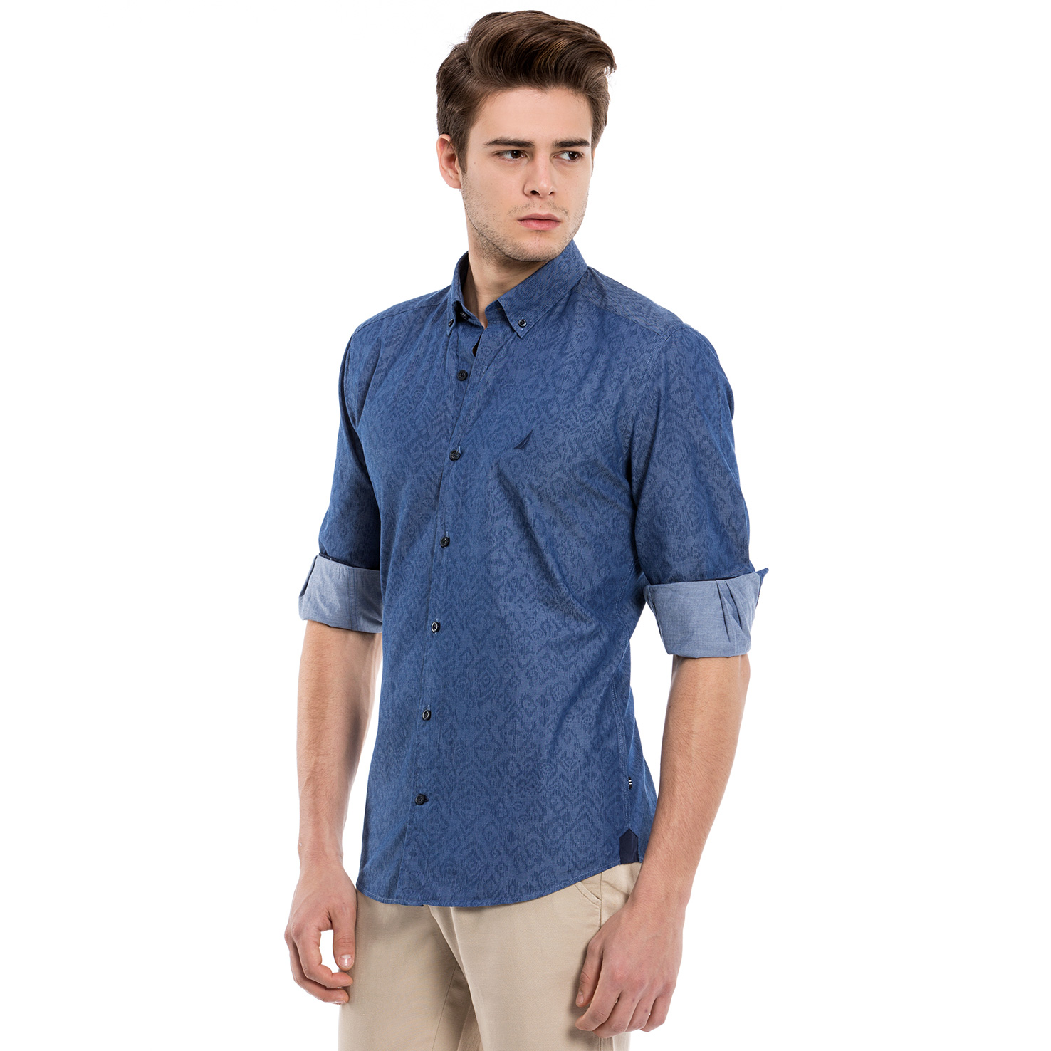 Nautica Erkek Lacivert Uzun Kollu Custom Fit Gömlek