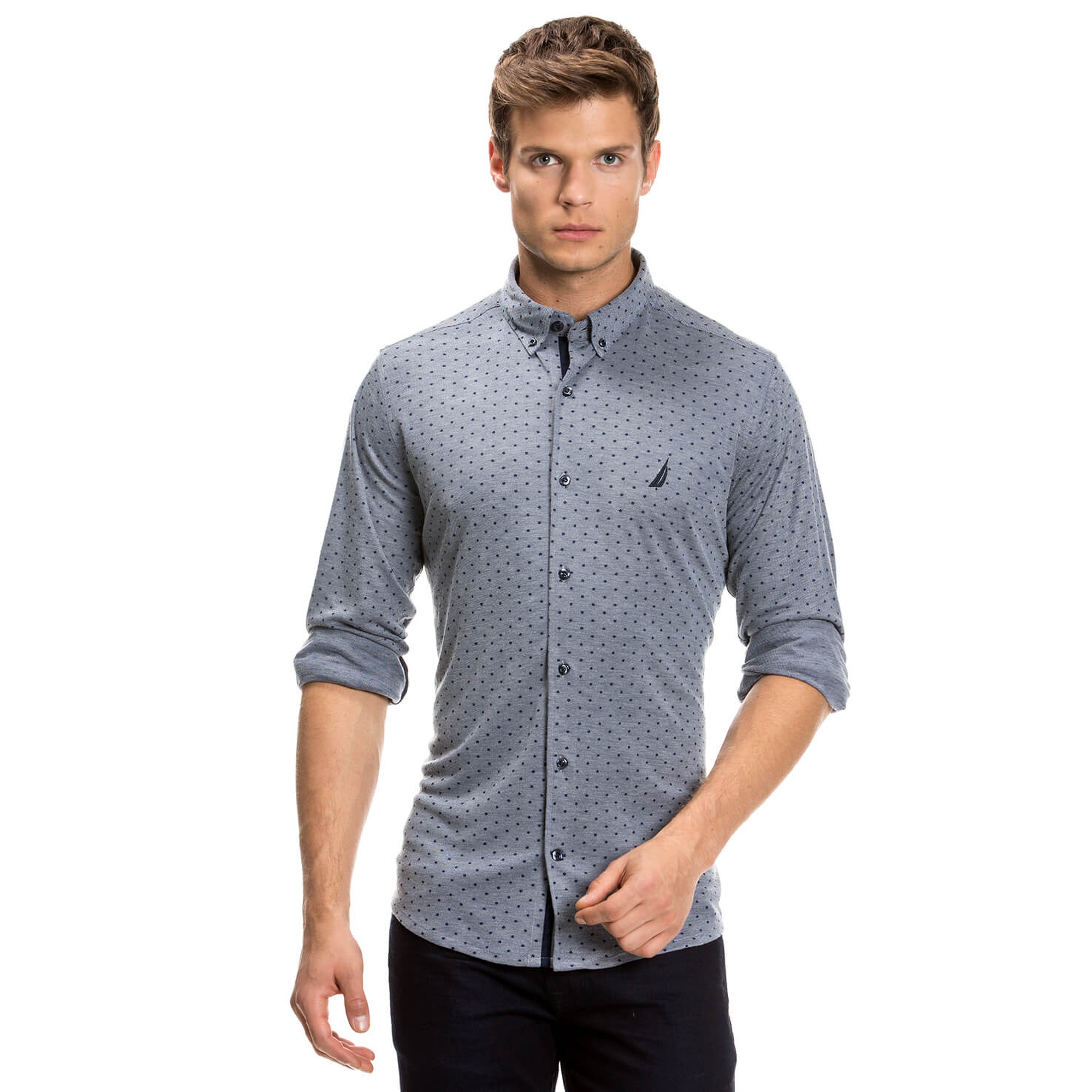 Nautica Erkek Lacivert Uzun Kollu Slim Fit Gömlek