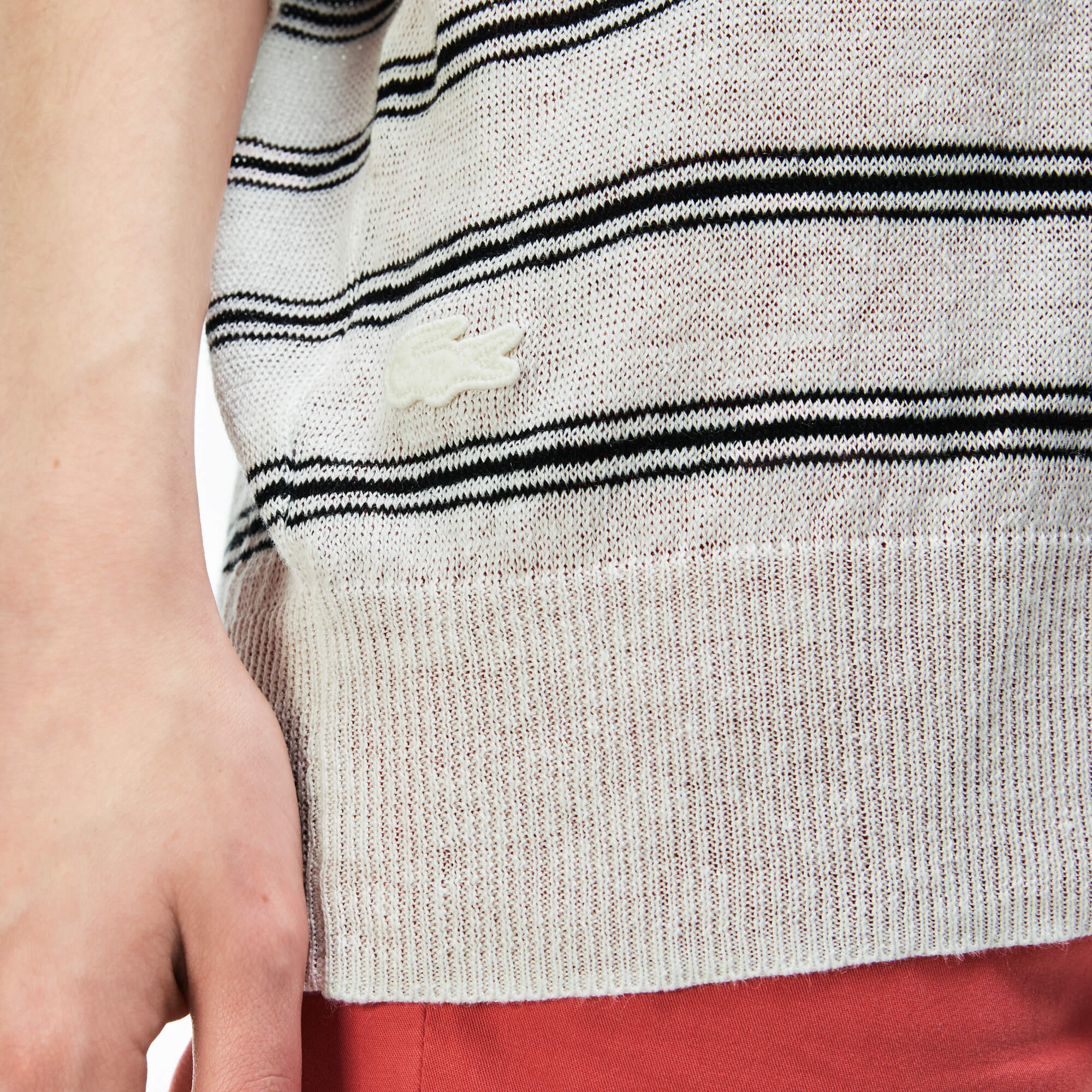 Lacoste Kadın Siyah Çizgili Triko