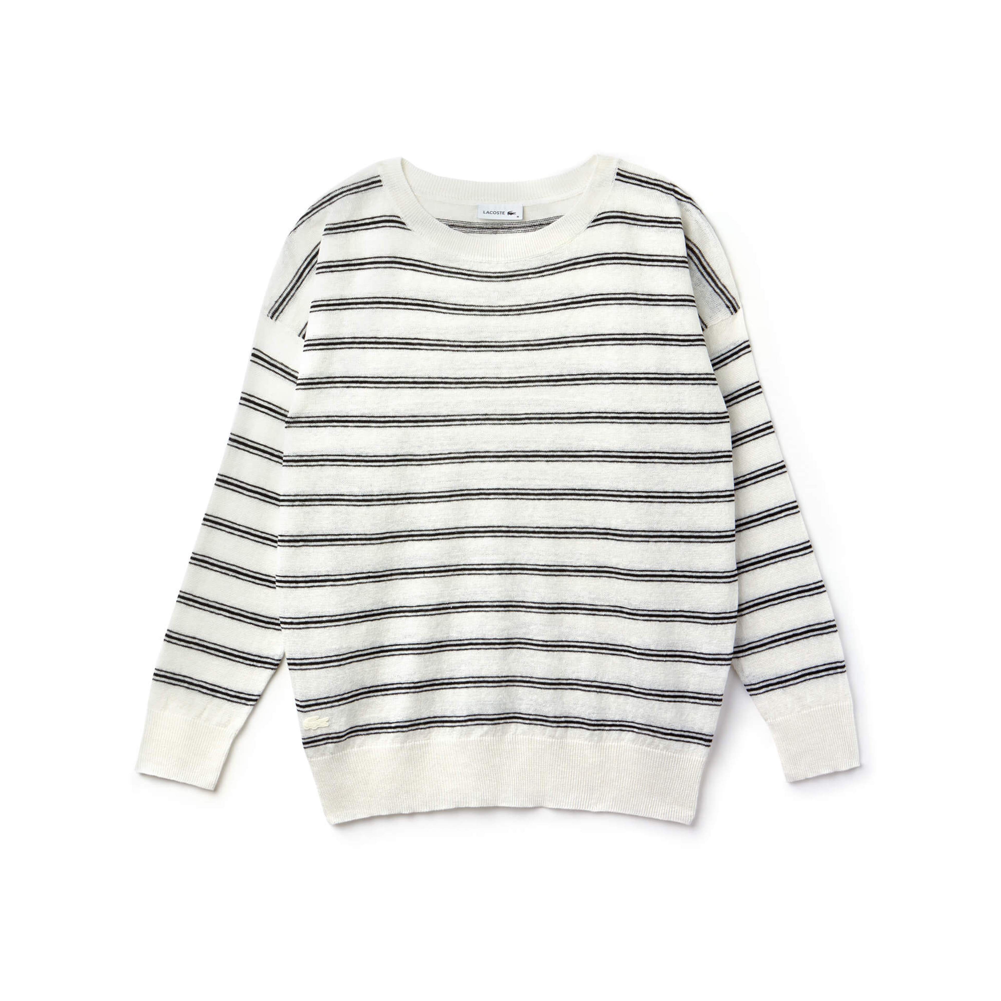 Lacoste Kadın Siyah Çizgili Triko
