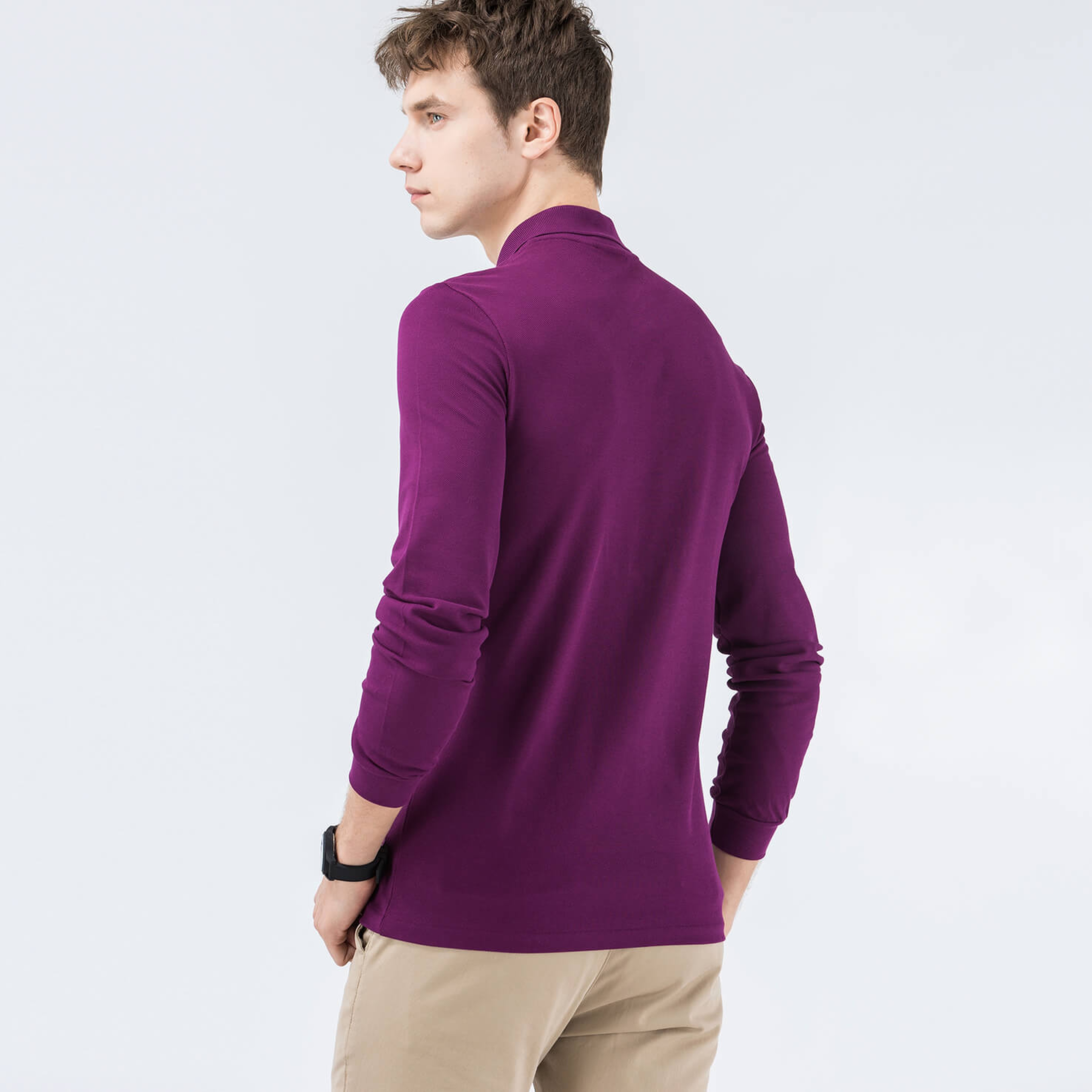 Lacoste Erkek Mor Regular Fit Uzun Kollu Polo