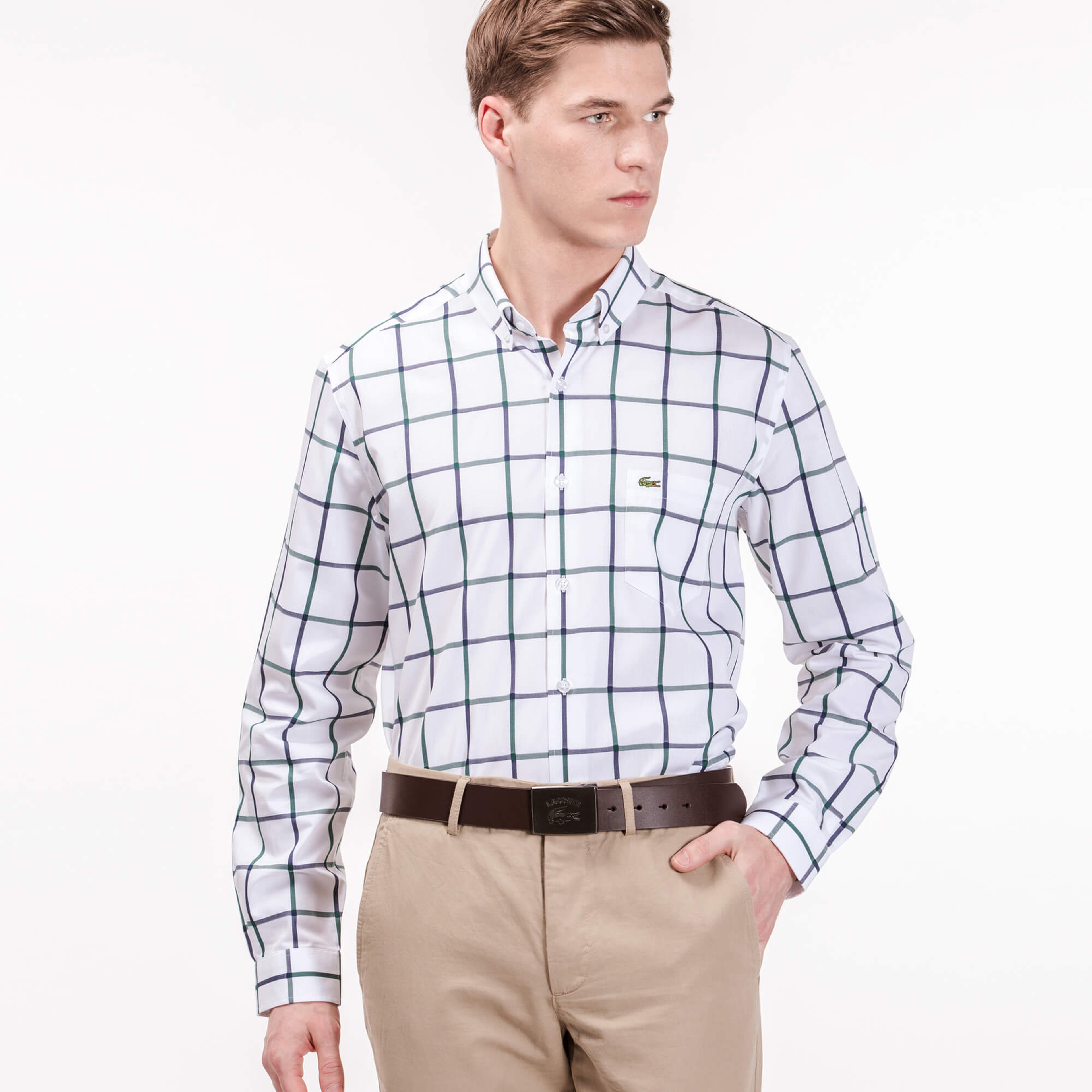 Lacoste Erkek Beyaz Regular Fit Uzun Kollu Gömlek