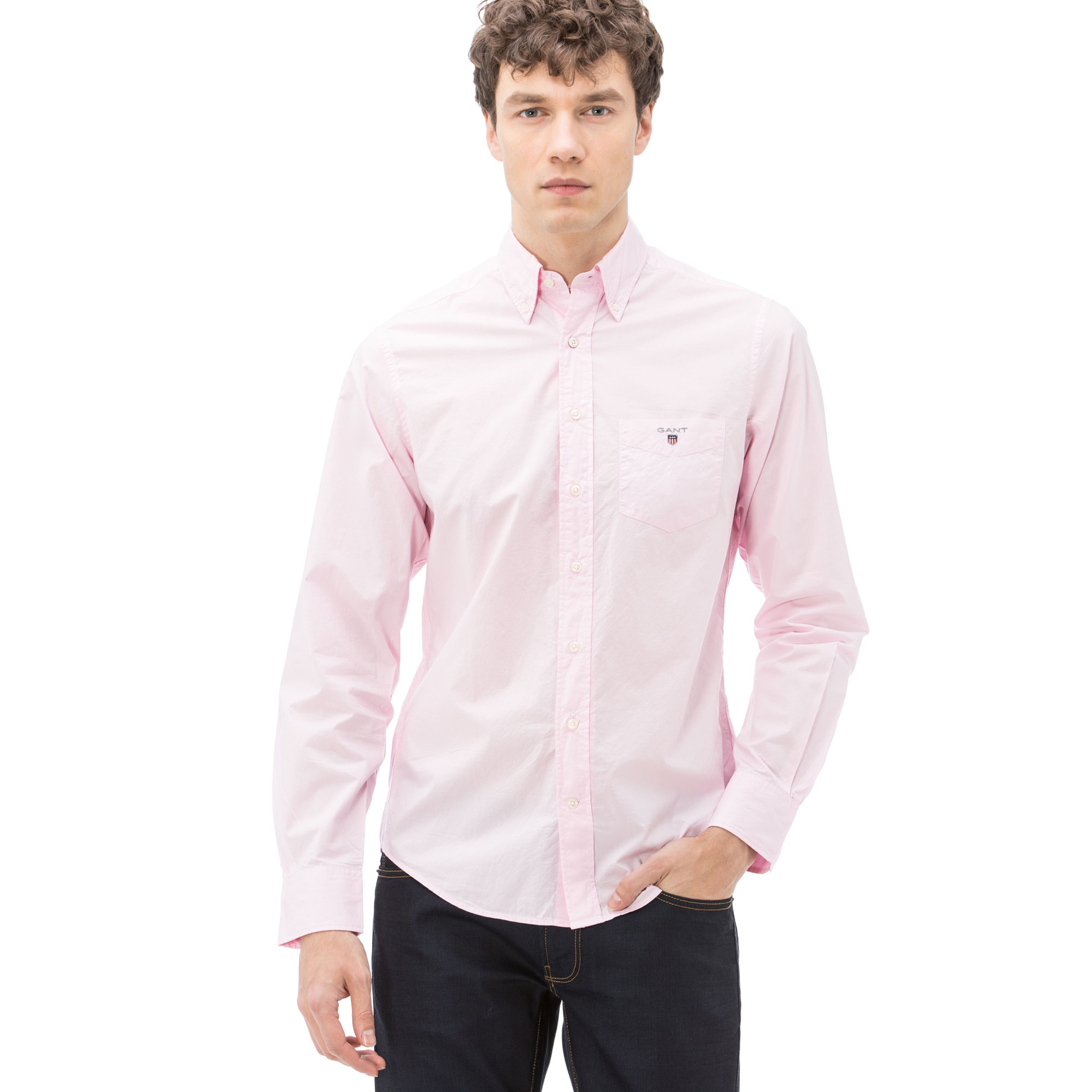 Gant Erkek Pembe Uzun Kollu Slim Fit Gömlek