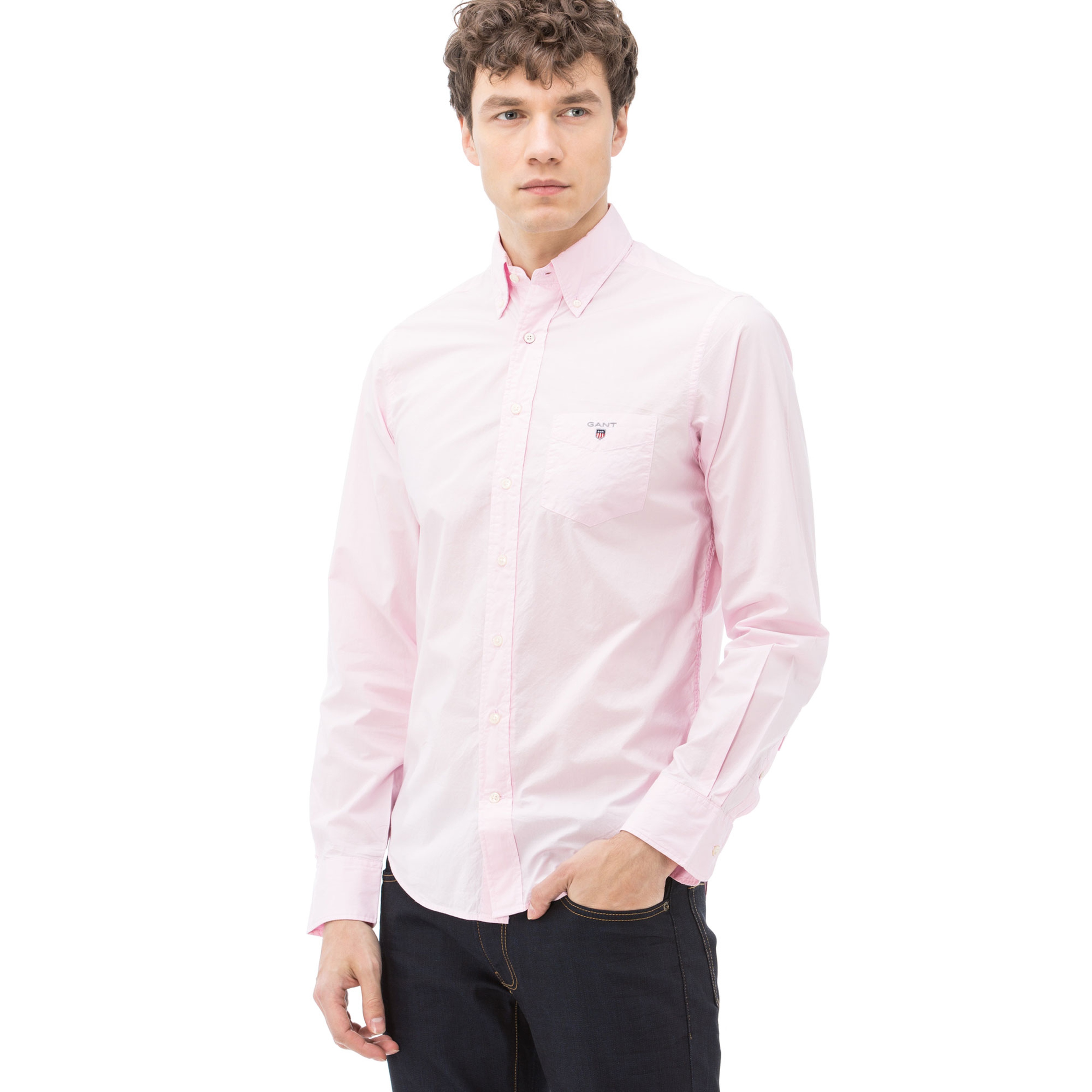 Gant Erkek Pembe Uzun Kollu Slim Fit Gömlek