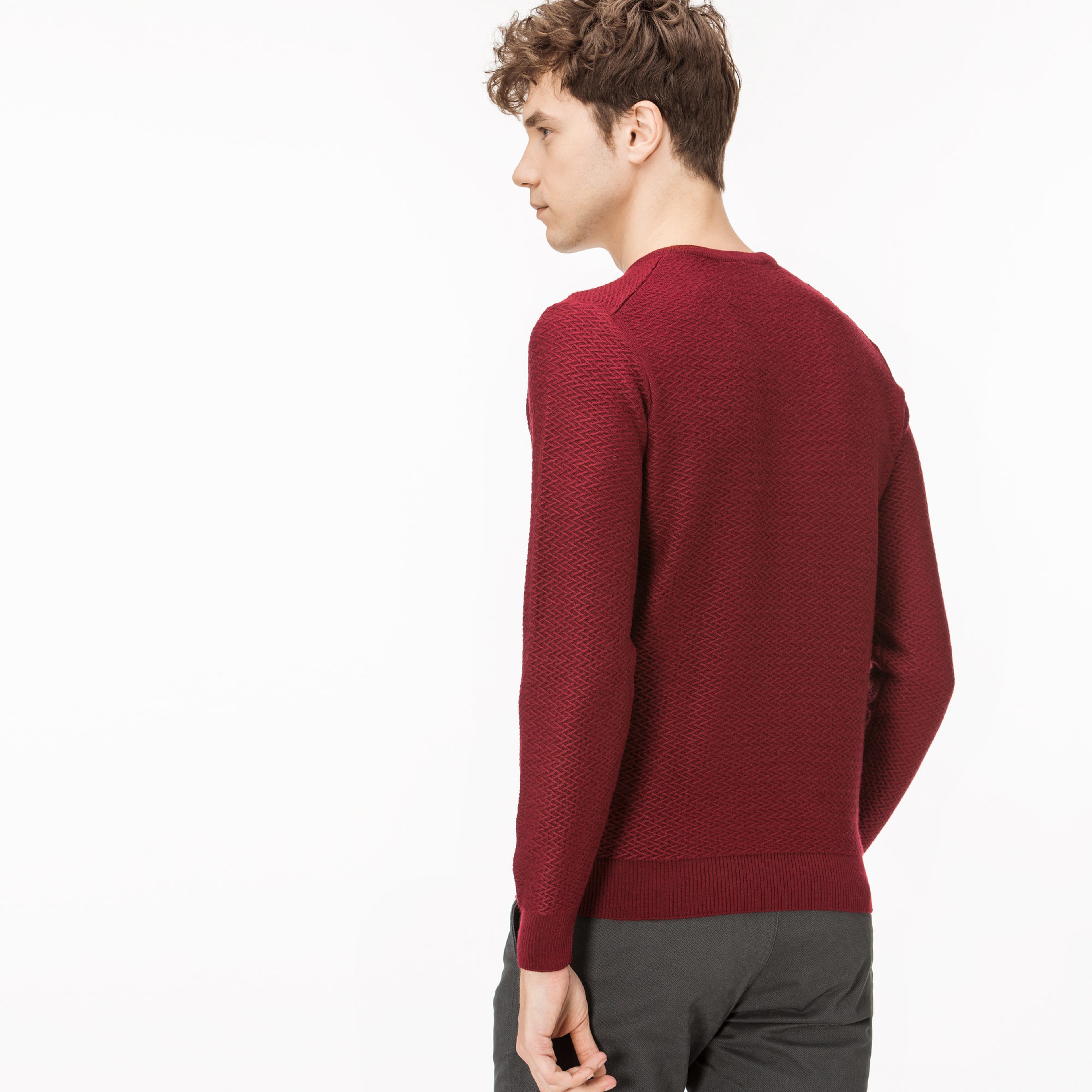 Lacoste Erkek Bordo V Yakalı Triko Kazak