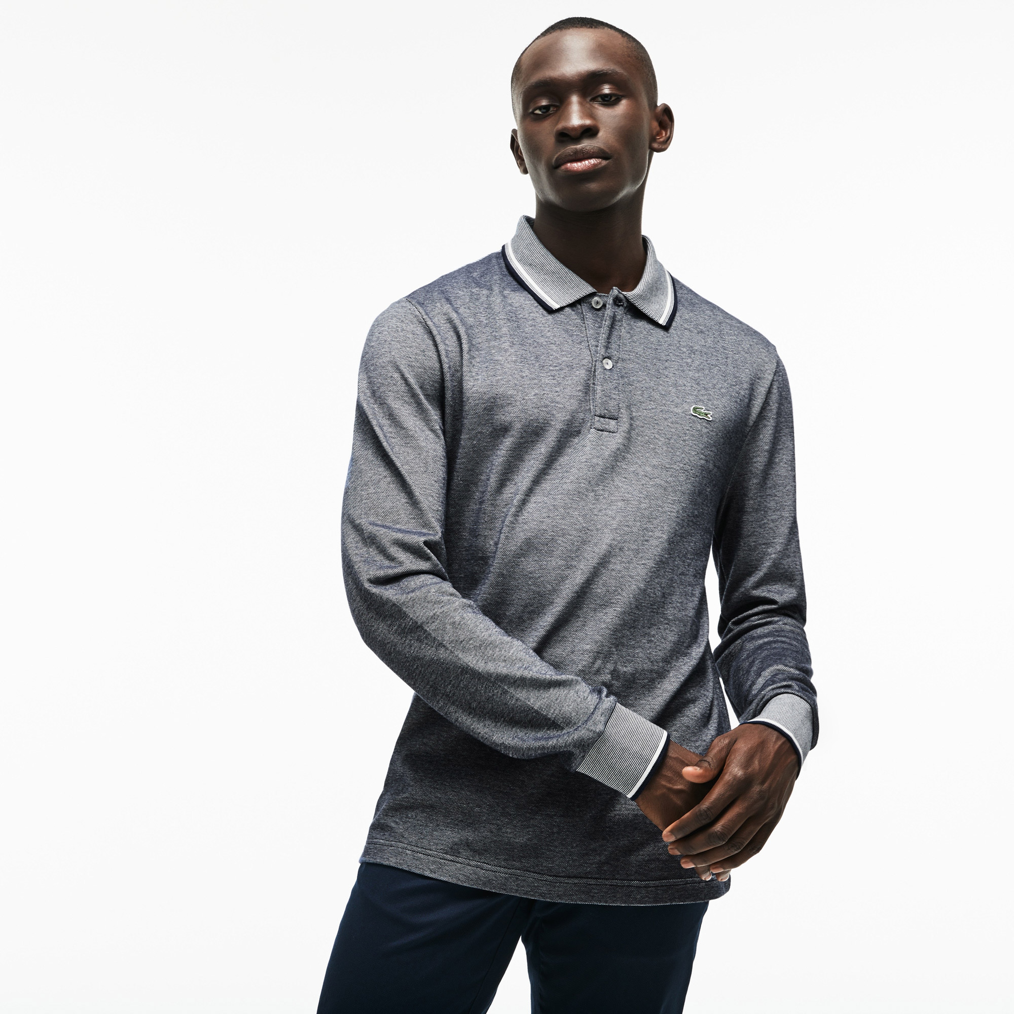 Lacoste Erkek Slim Fit Uzun Kollu Gri Polo