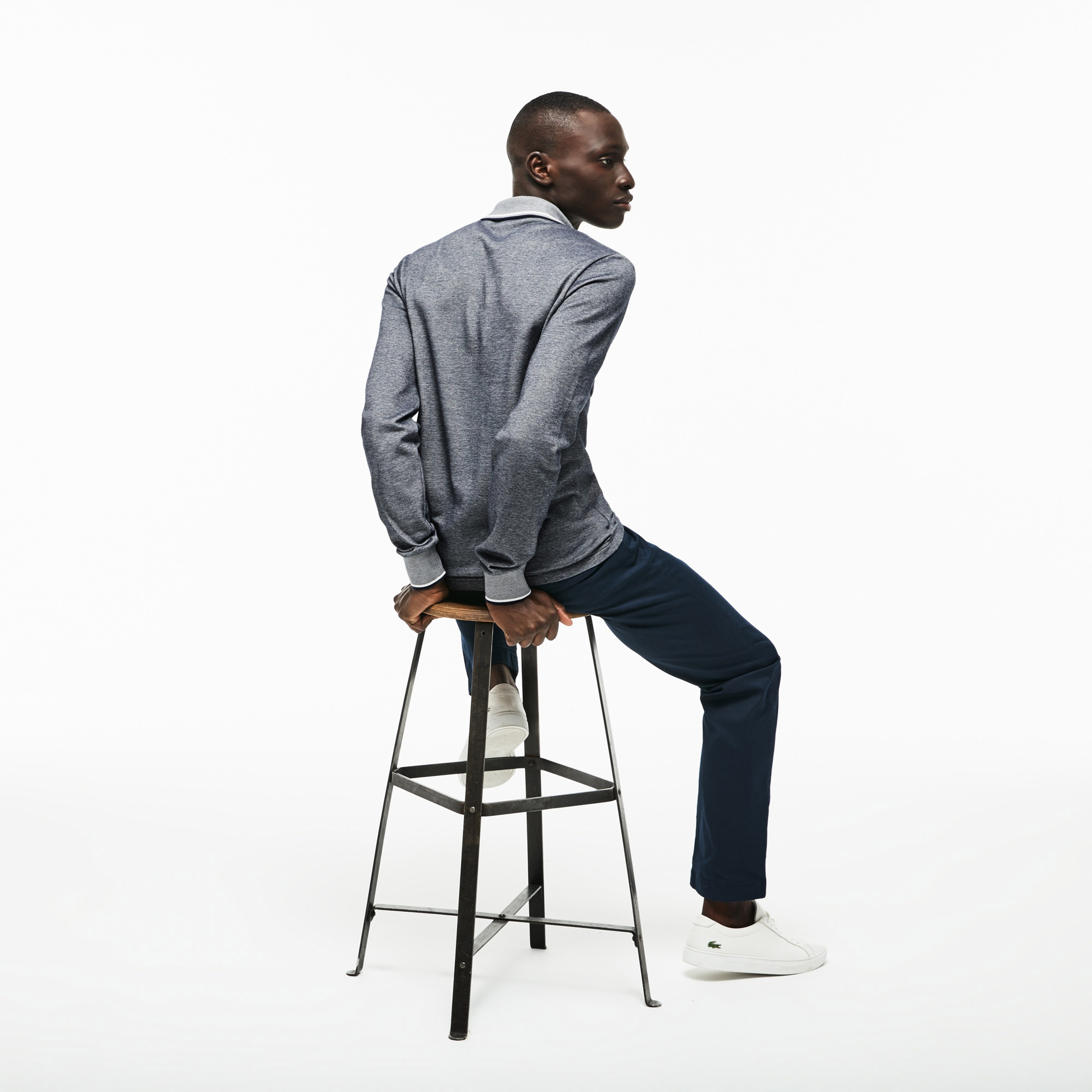 Lacoste Erkek Slim Fit Uzun Kollu Gri Polo