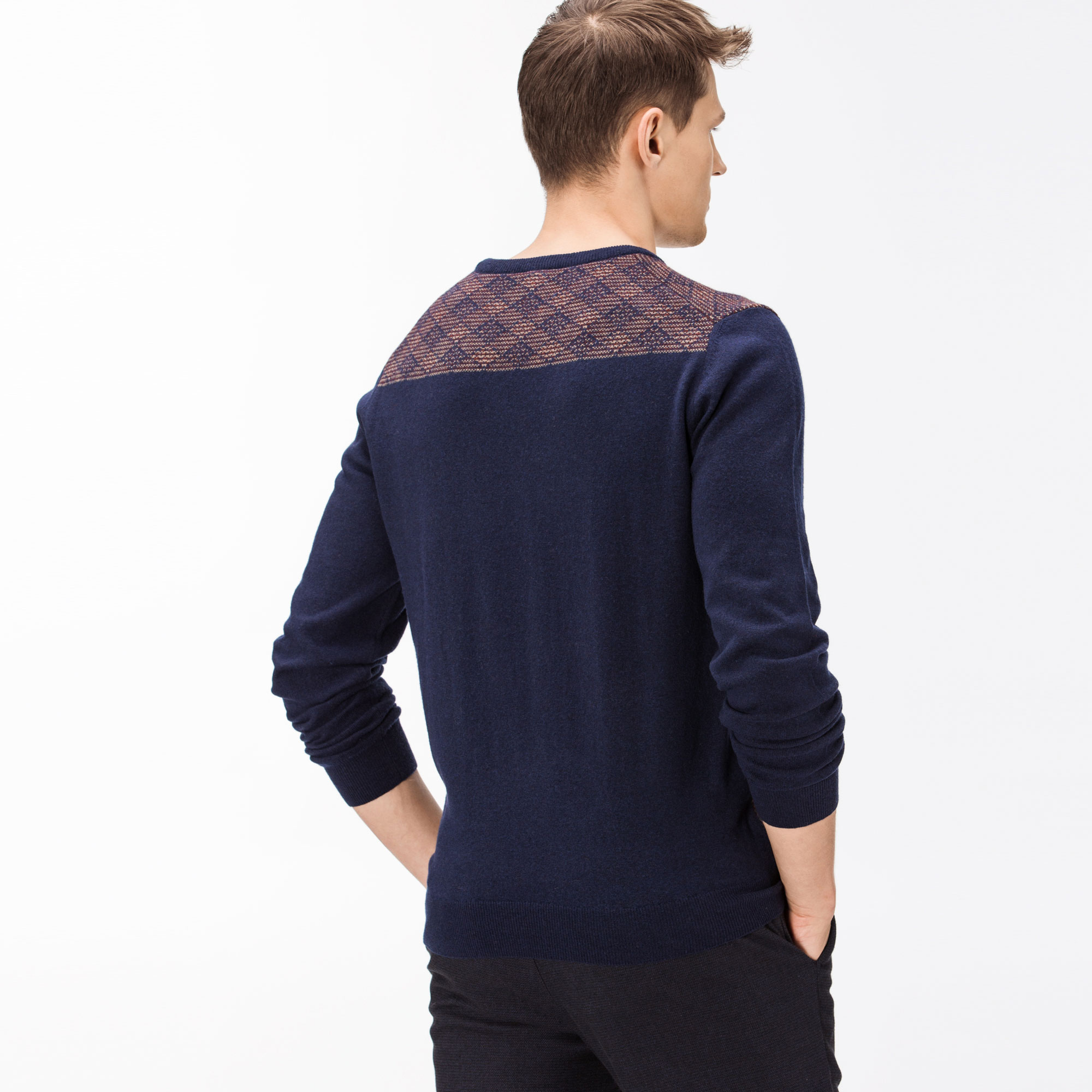 Lacoste Erkek Bisiklet Yaka Lacivert Triko Kazak