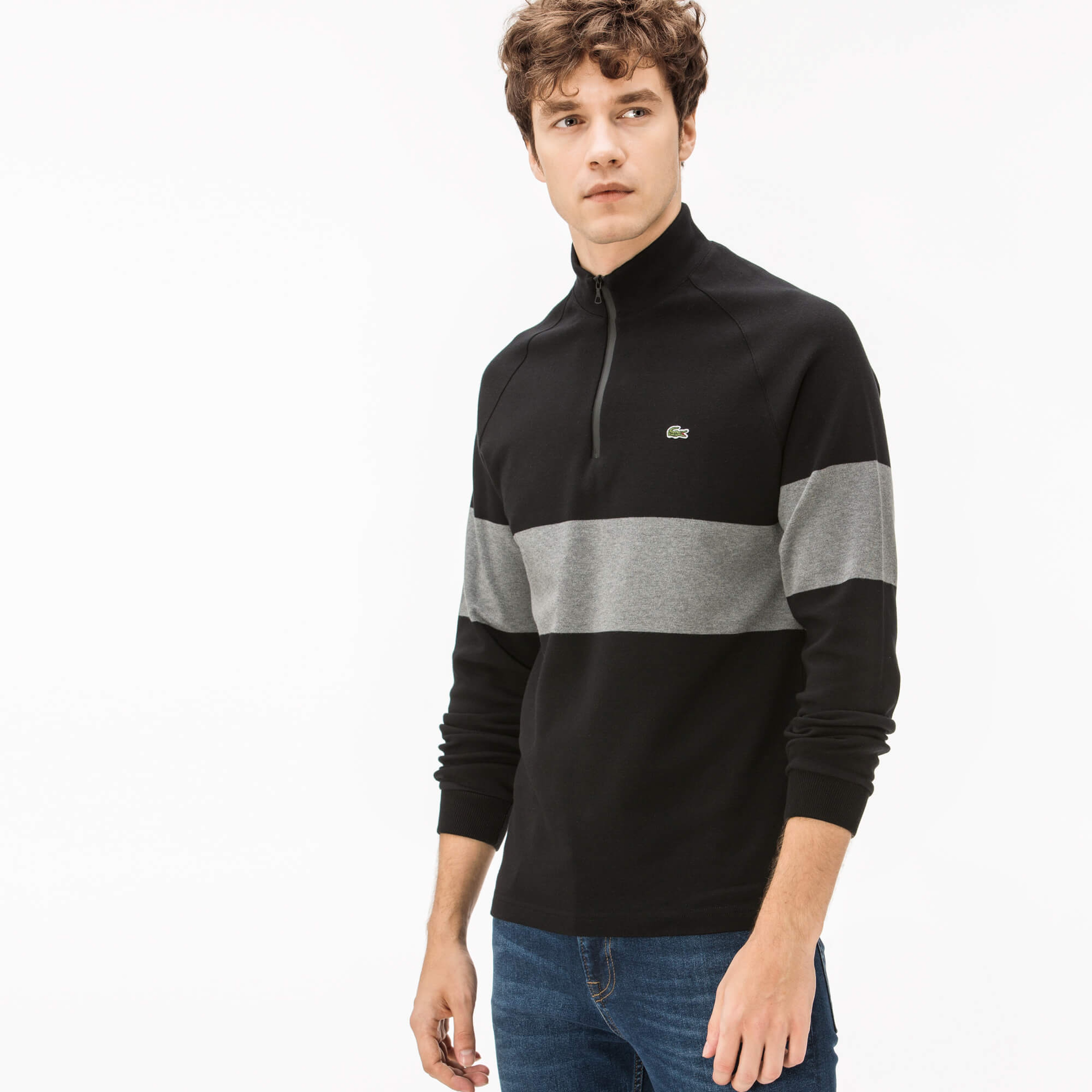 Lacoste Erkek Siyah Fermuarlı Sweatshirt