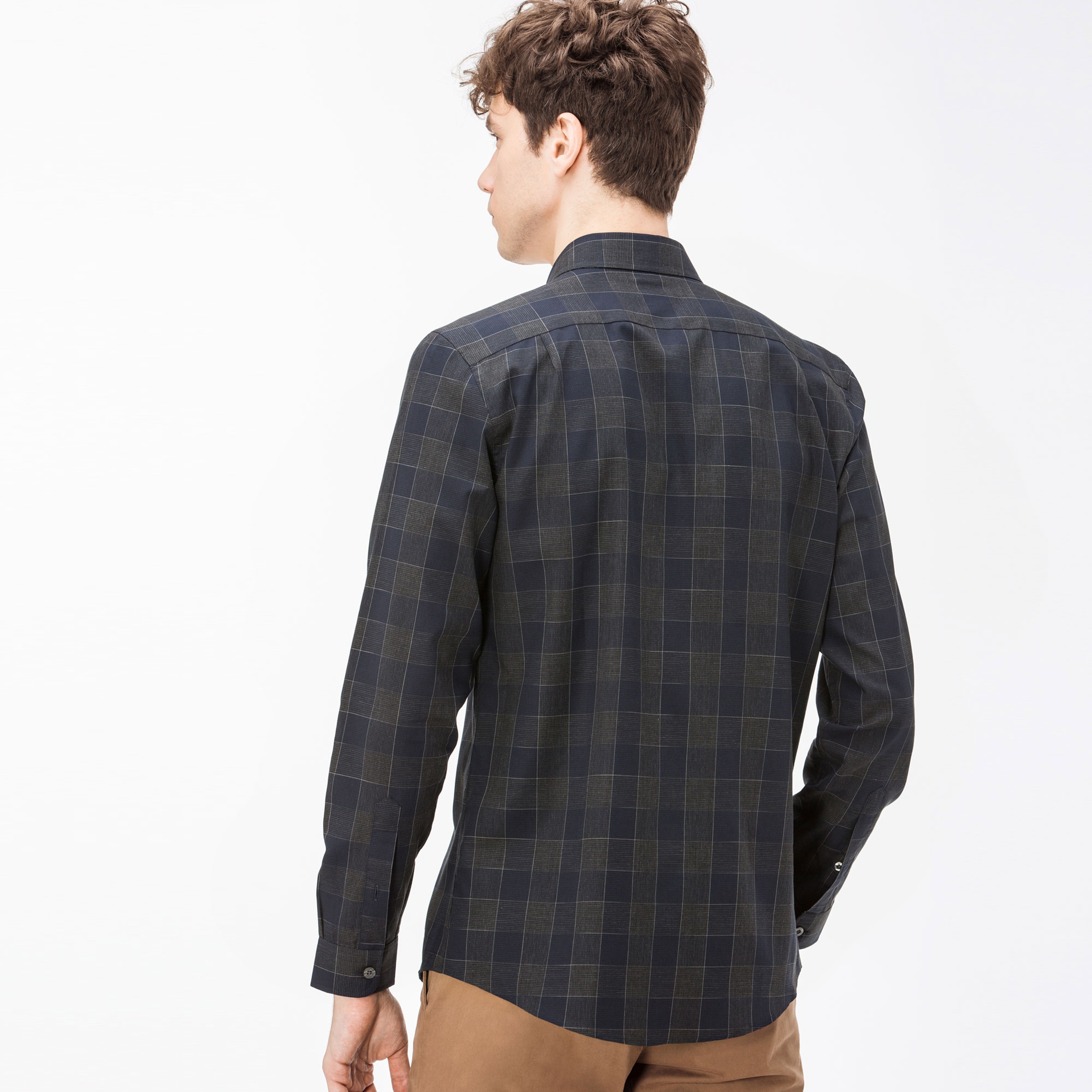 Lacoste Erkek Slim Fit Lacivert Ekose Gömlek