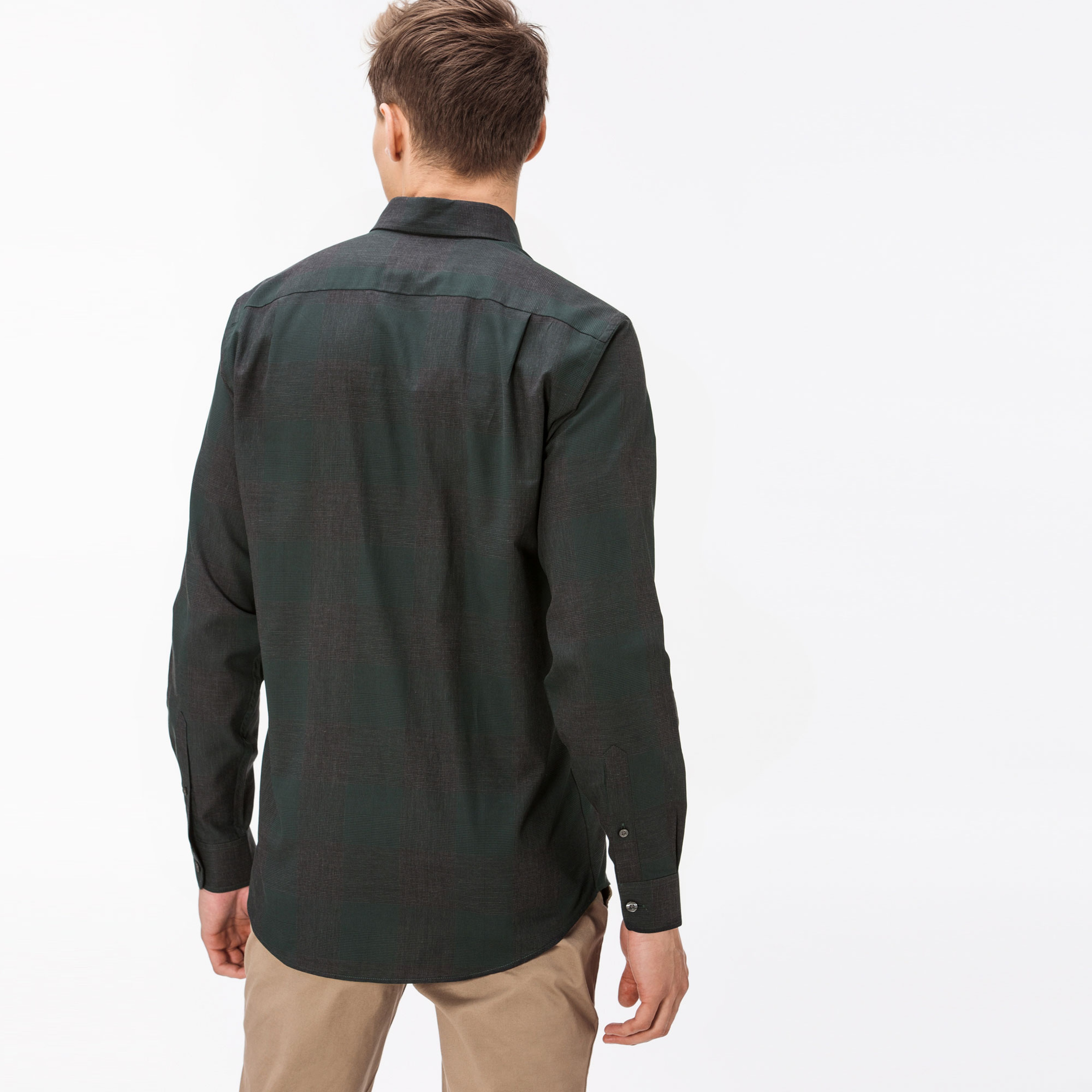 Lacoste Erkek Regular Fit Gri-Yeşil Ekose Gömlek