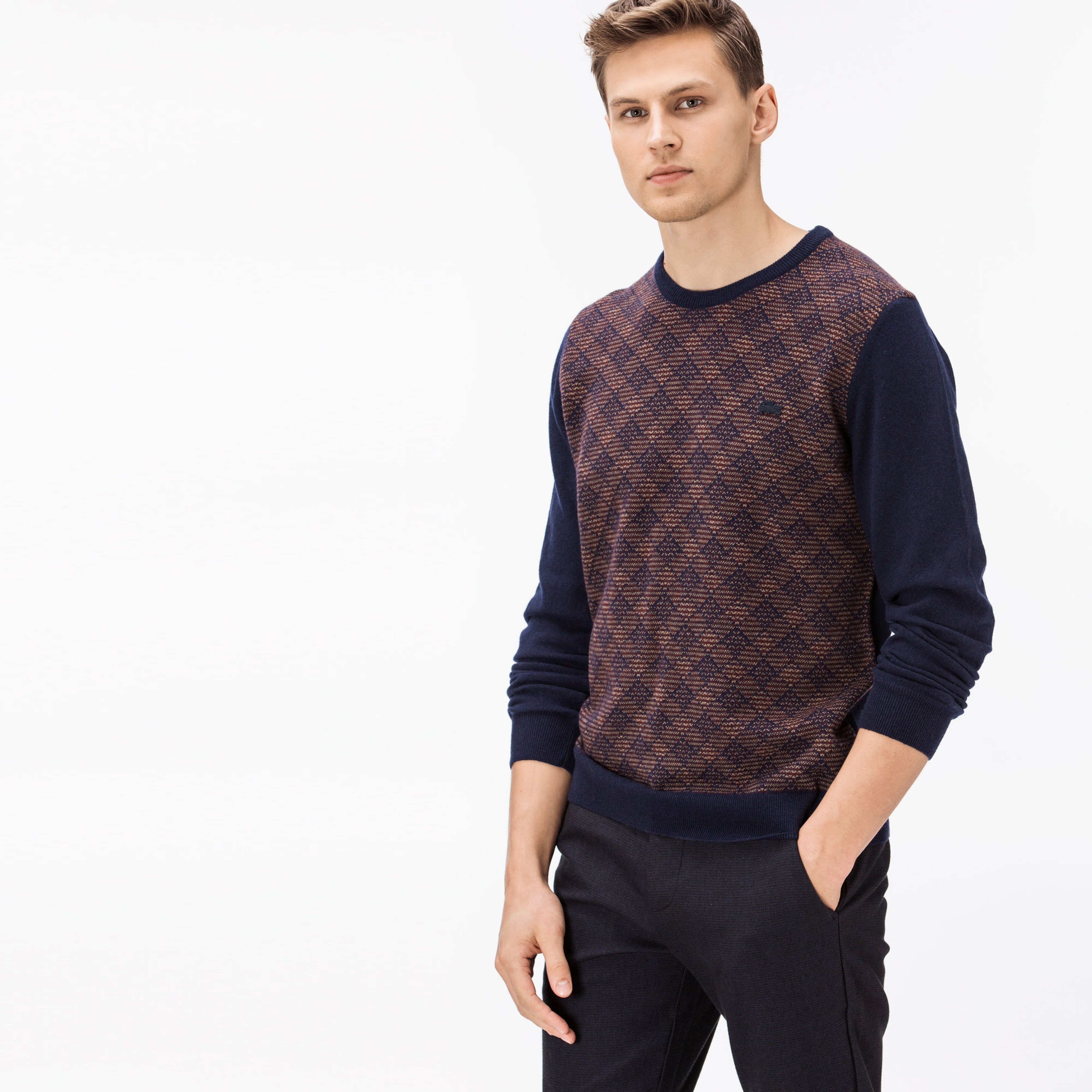 Lacoste Erkek Bisiklet Yaka Lacivert Triko Kazak