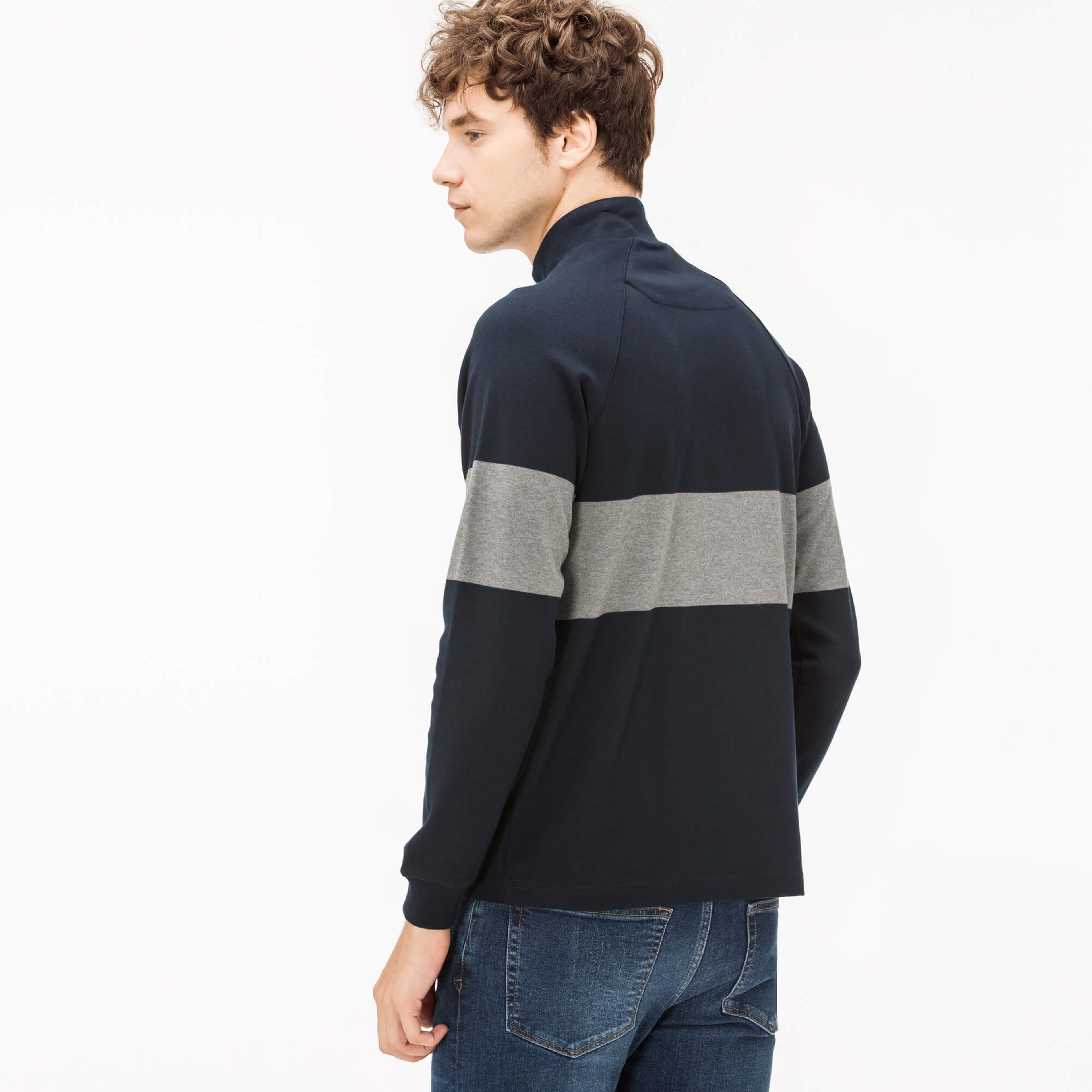 Lacoste Erkek Lacivert Fermuarlı Sweatshirt