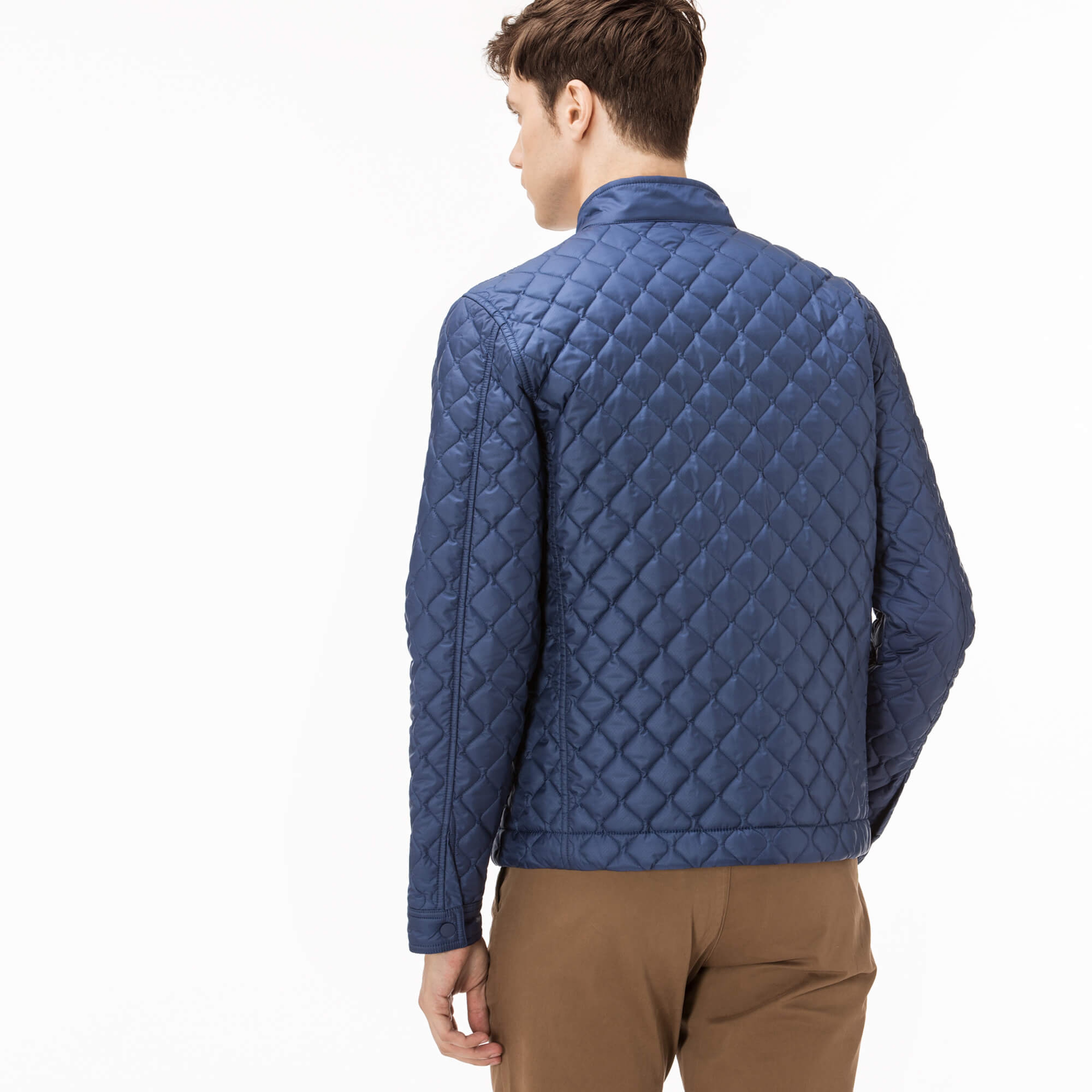 Lacoste Erkek Saks Mavi-Gri Çift Taraflı Kapitone Mont