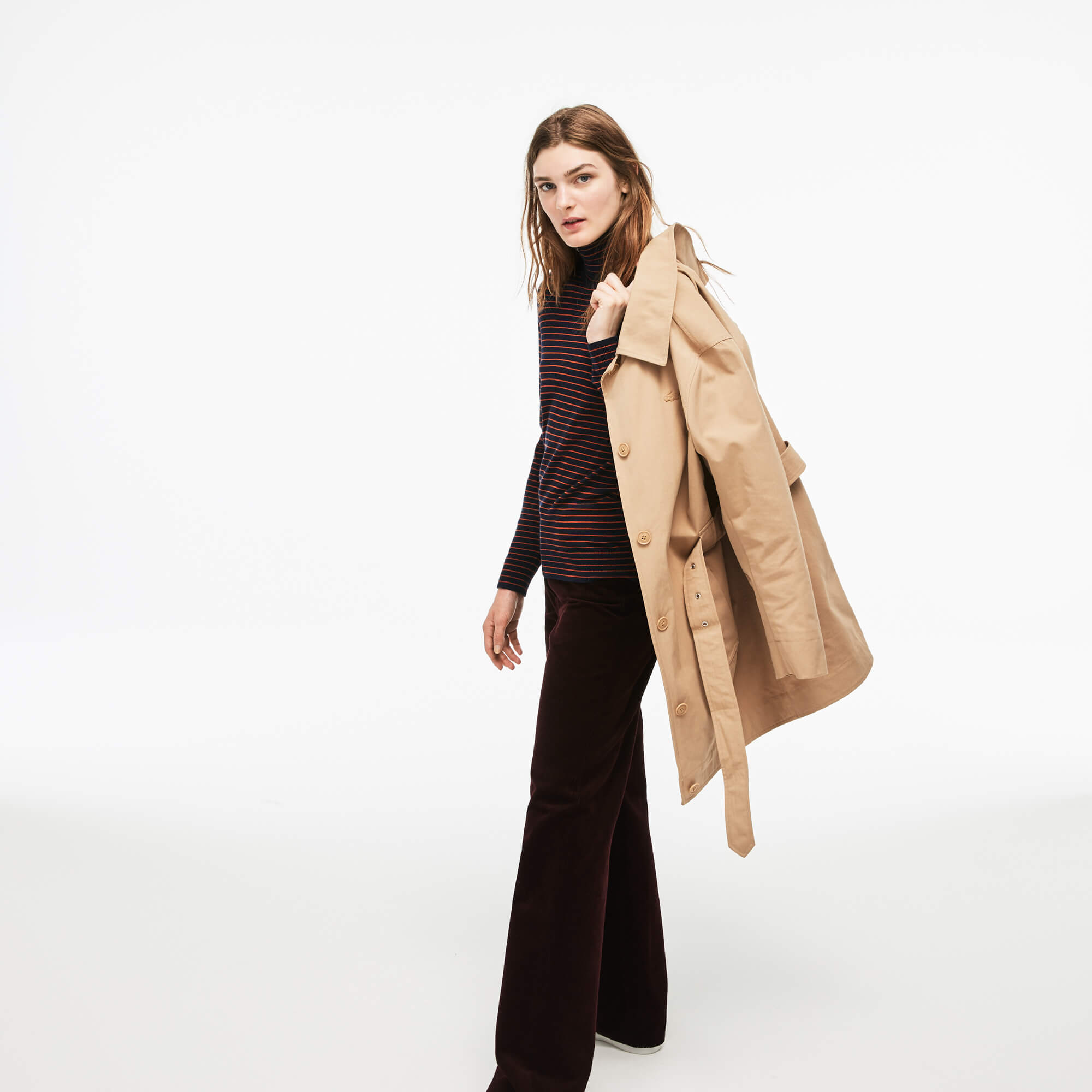 Lacoste Kadın Çıkarılabilir Kapüşonlu Ceketli Bej Mont