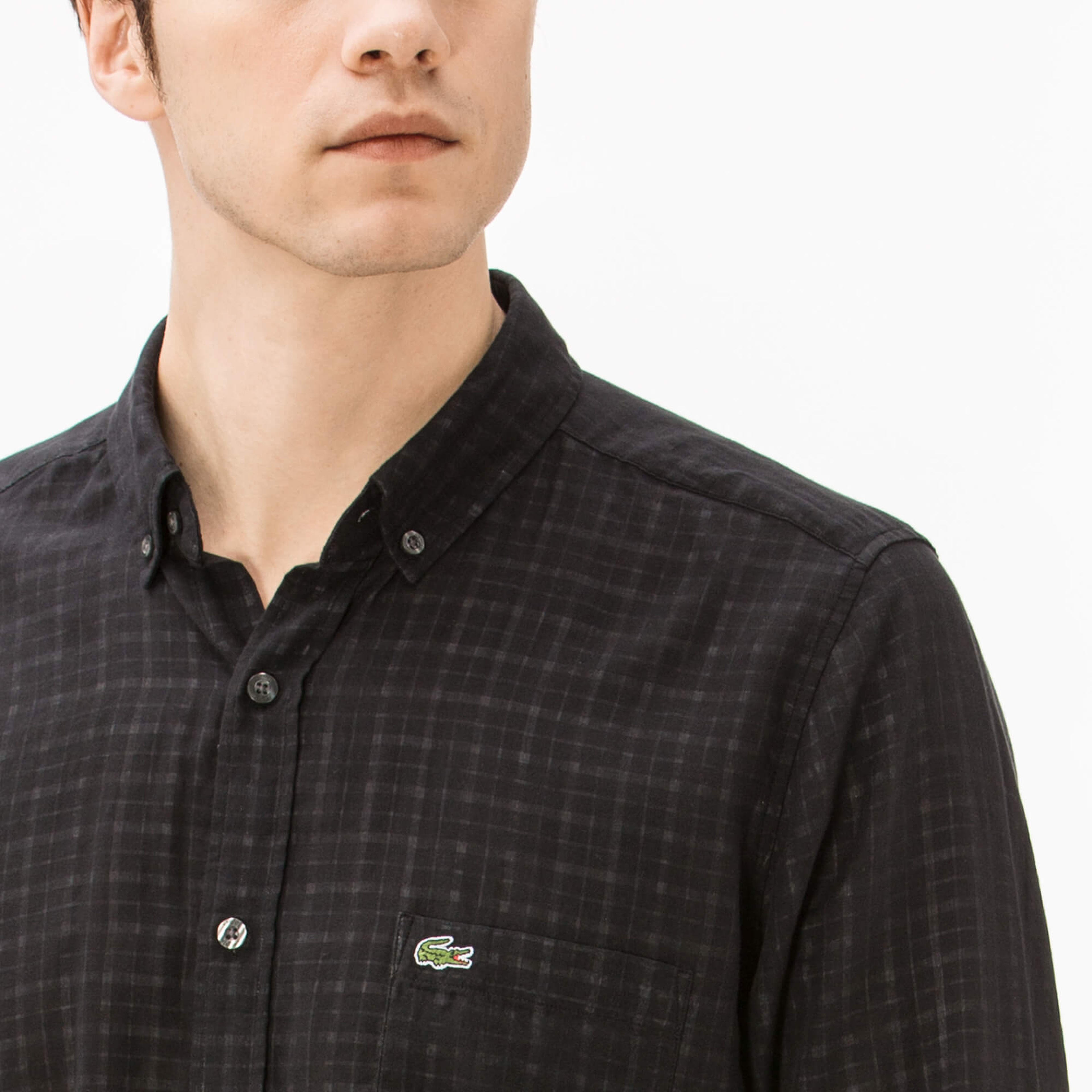 Lacoste Erkek Regular Fit Siyah Ters Kumaş Gömlek